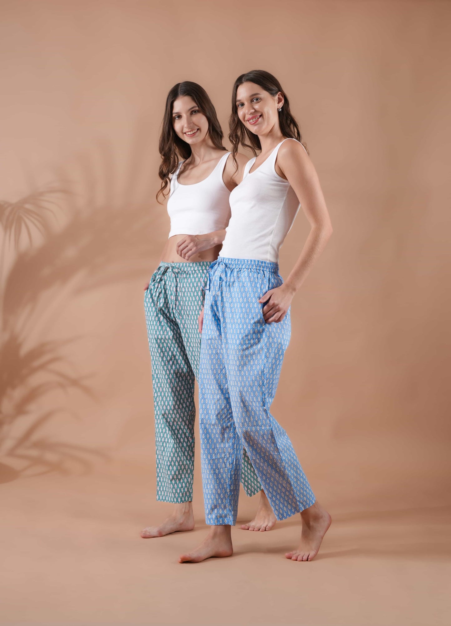 Cotton Pajama Pants Women - Tranquil Blue