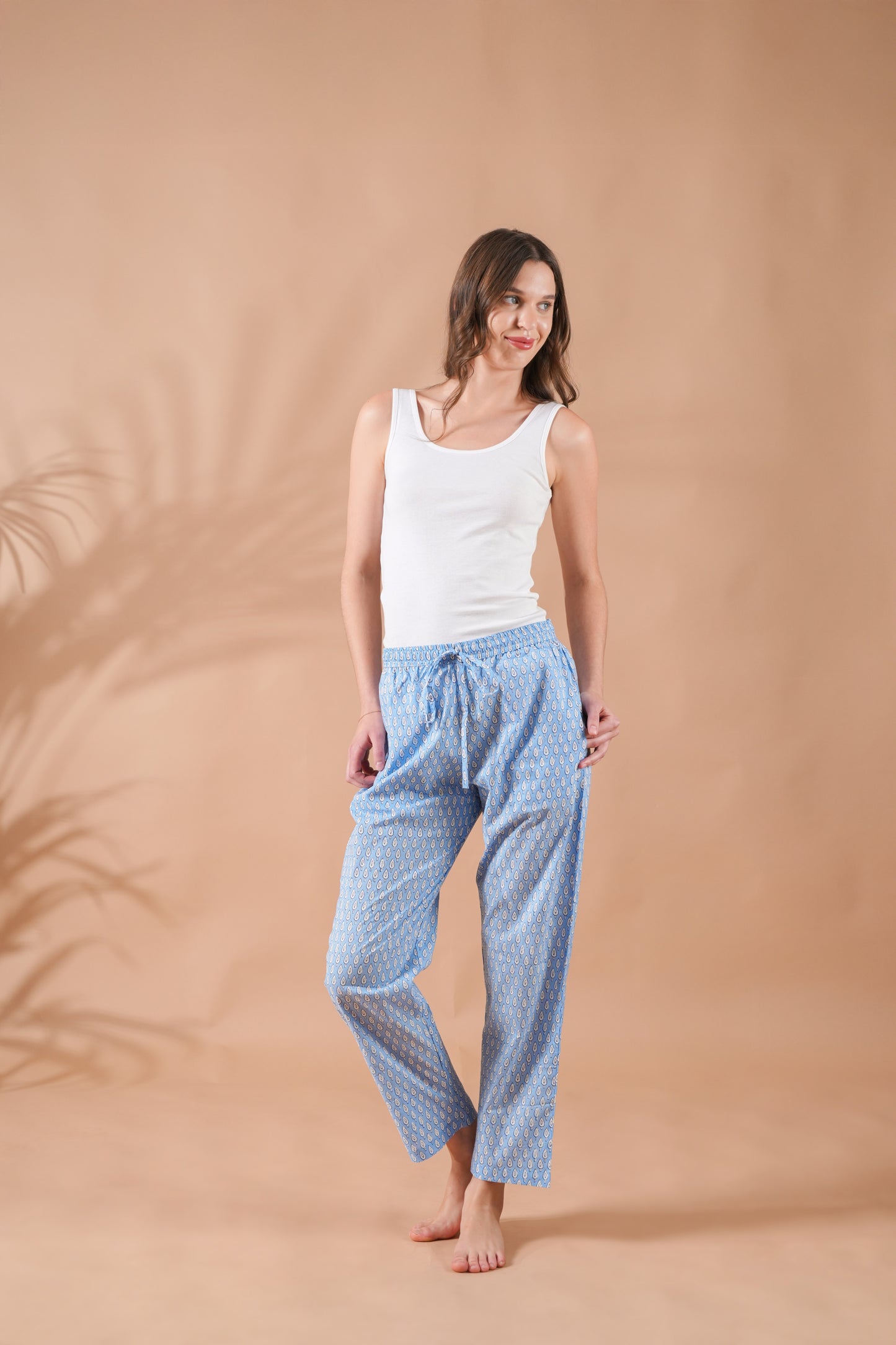 Cotton Pajama Pants Women - Tranquil Blue