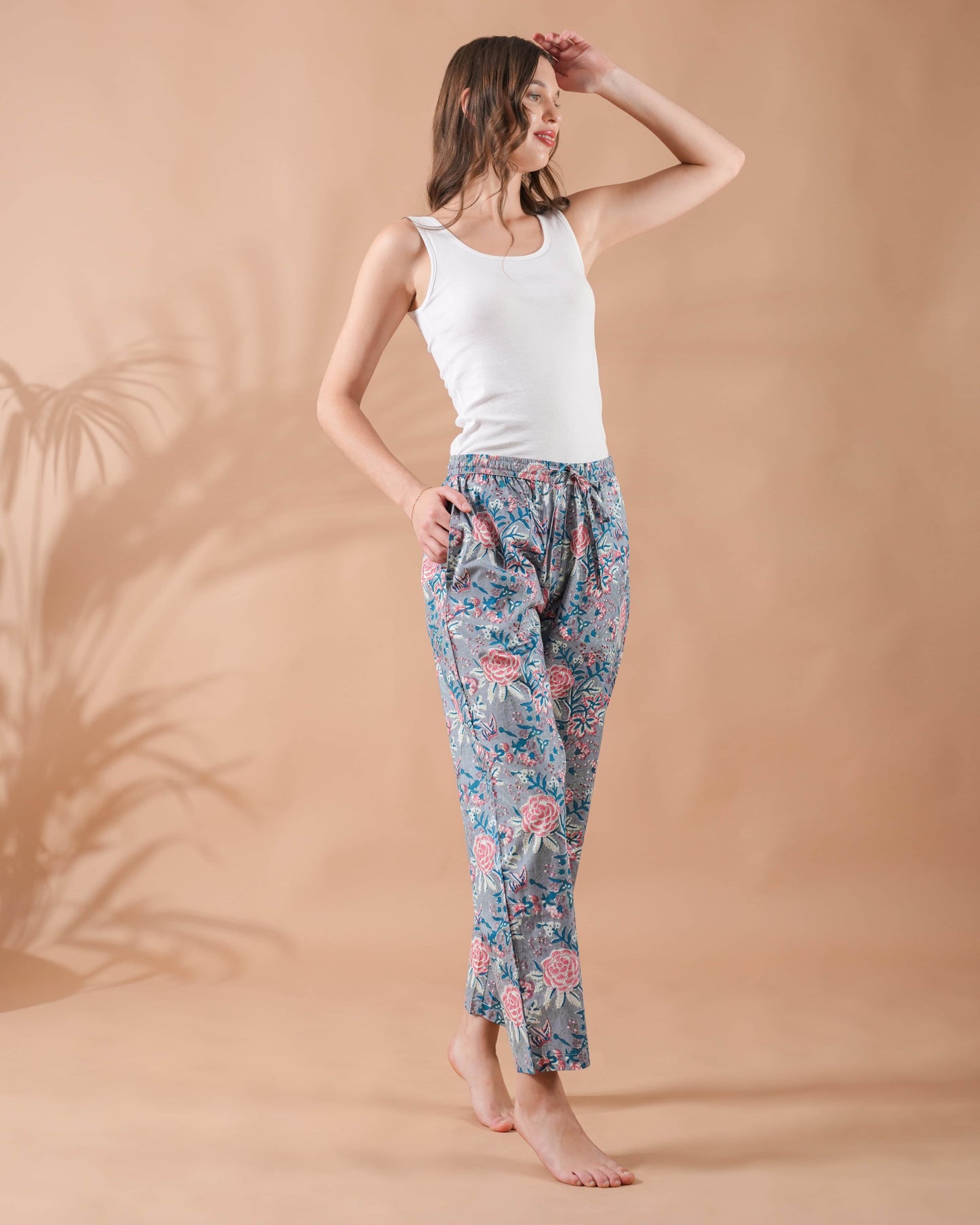 Cotton Pajama Pants Women - Slate Rose