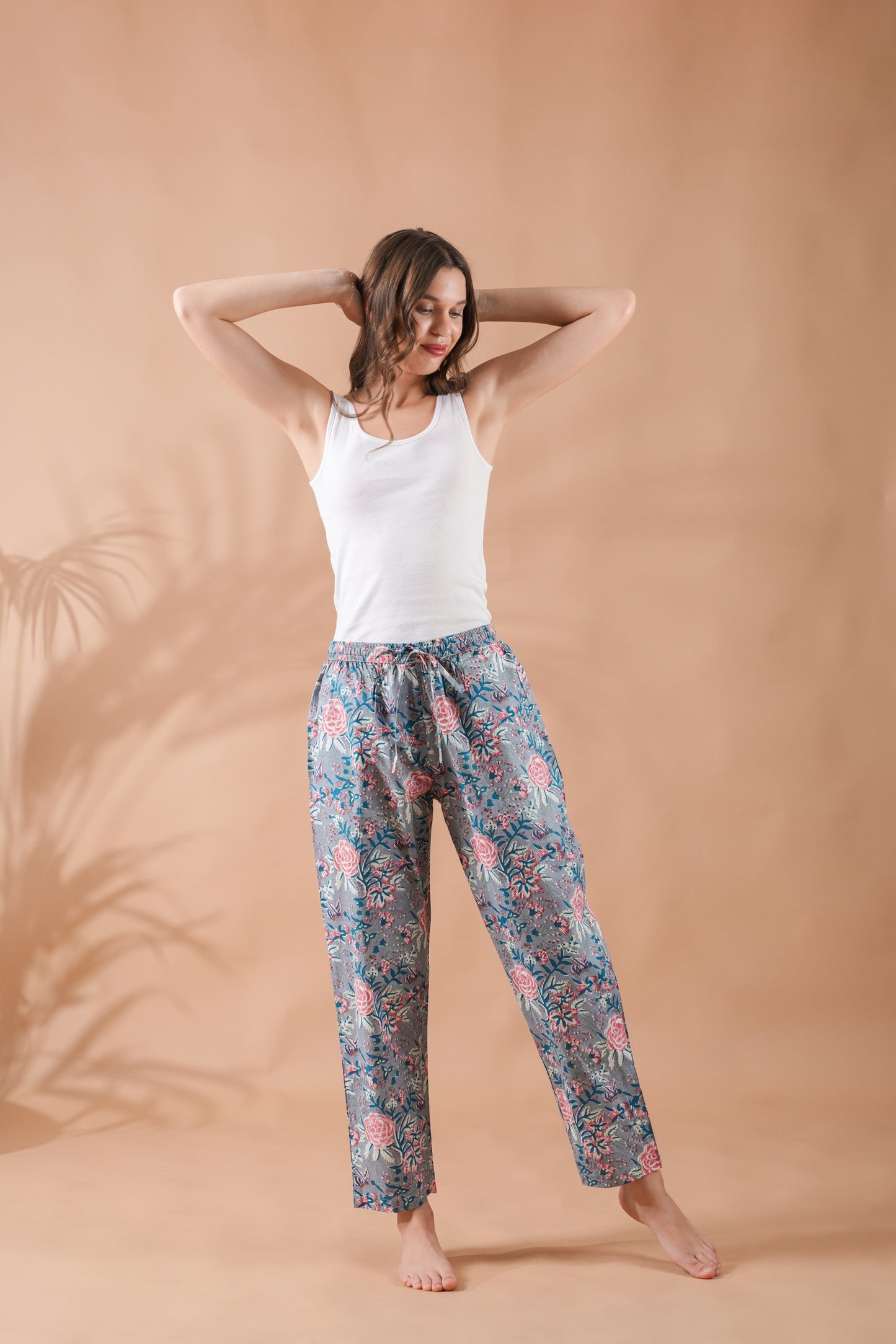 Cotton Pajama Pants Women - Slate Rose