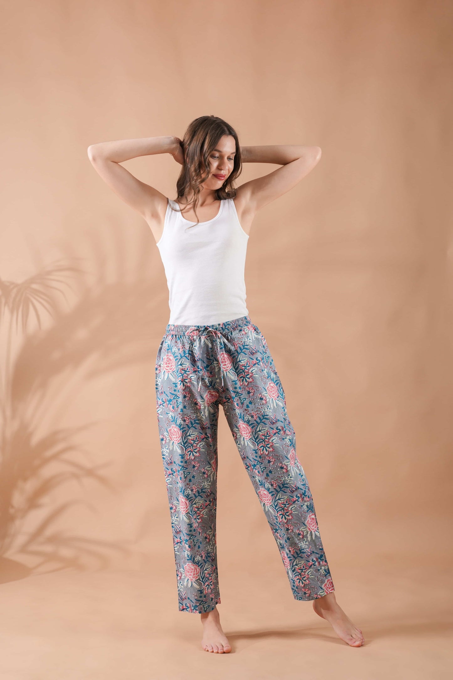 Cotton Pajama Pants Women - Slate Rose