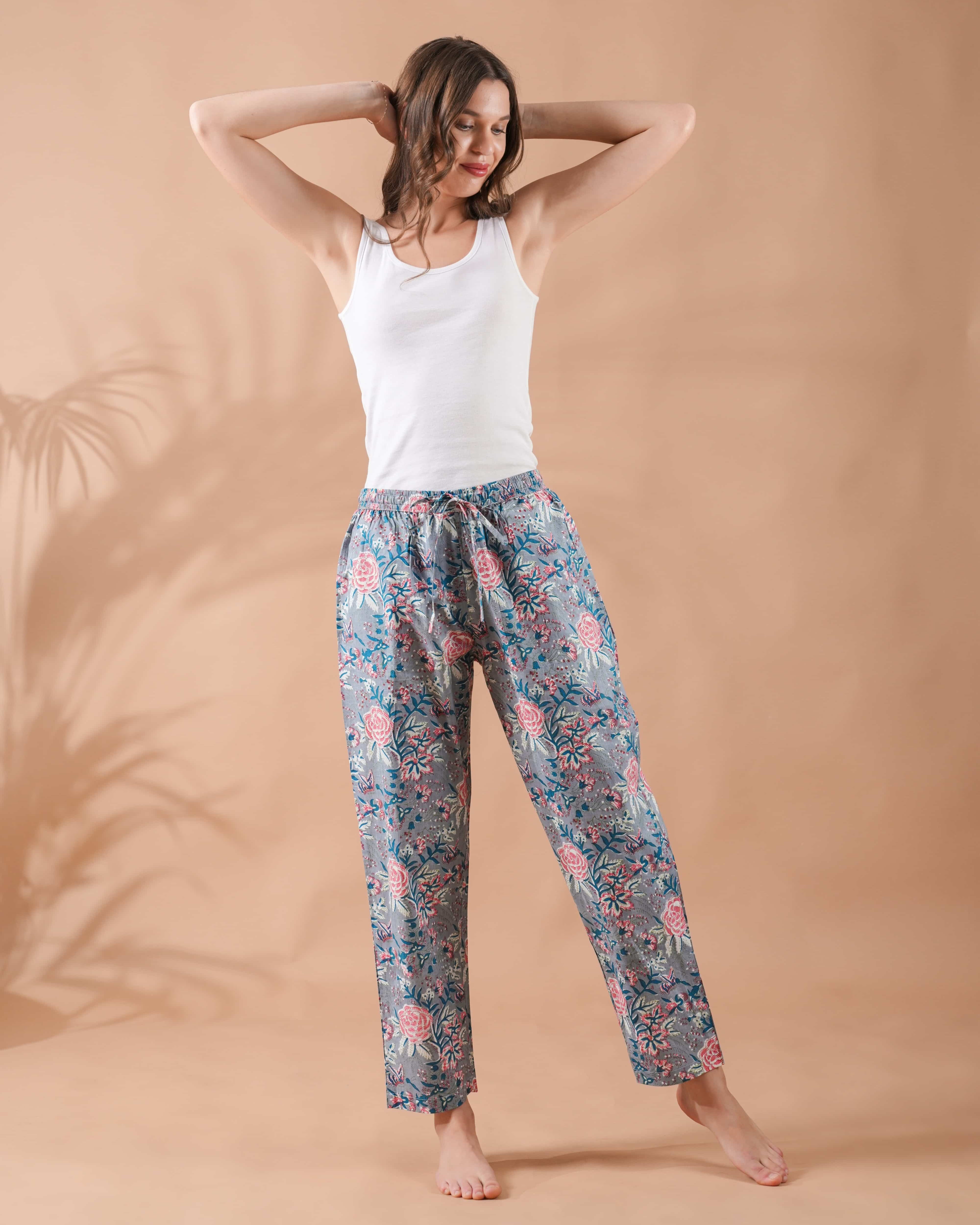 Cotton Pajama Pants Women - Slate Rose