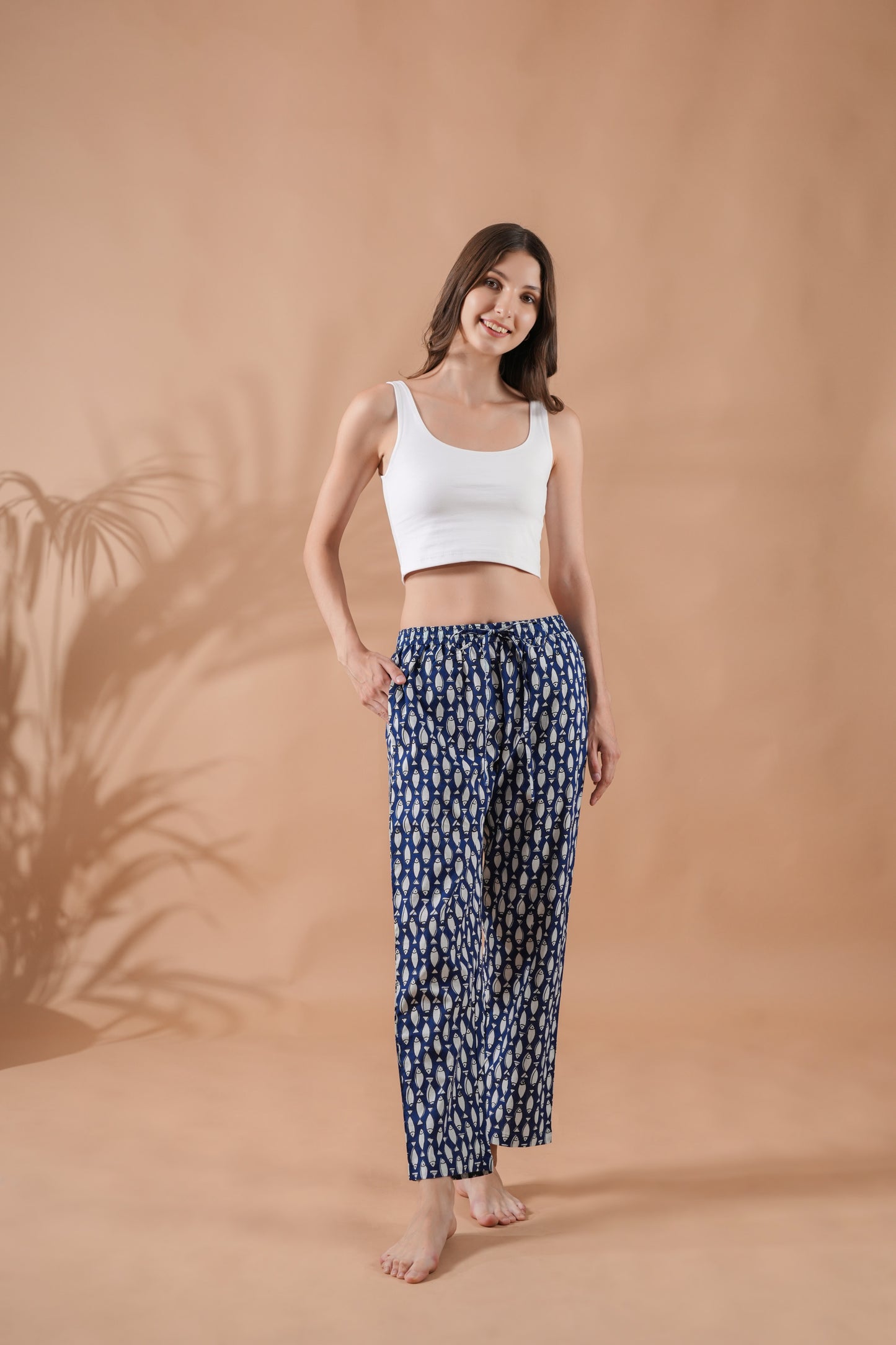 Cotton Pajama Pants Women - Midnight Swim