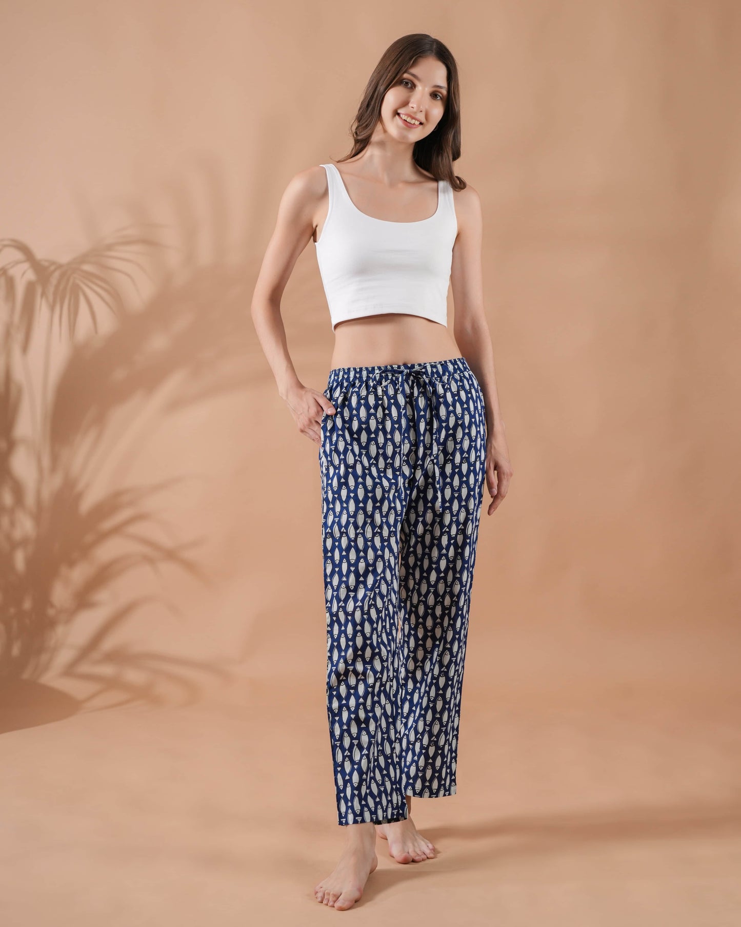Cotton Pajama Pants Women - Midnight Swim