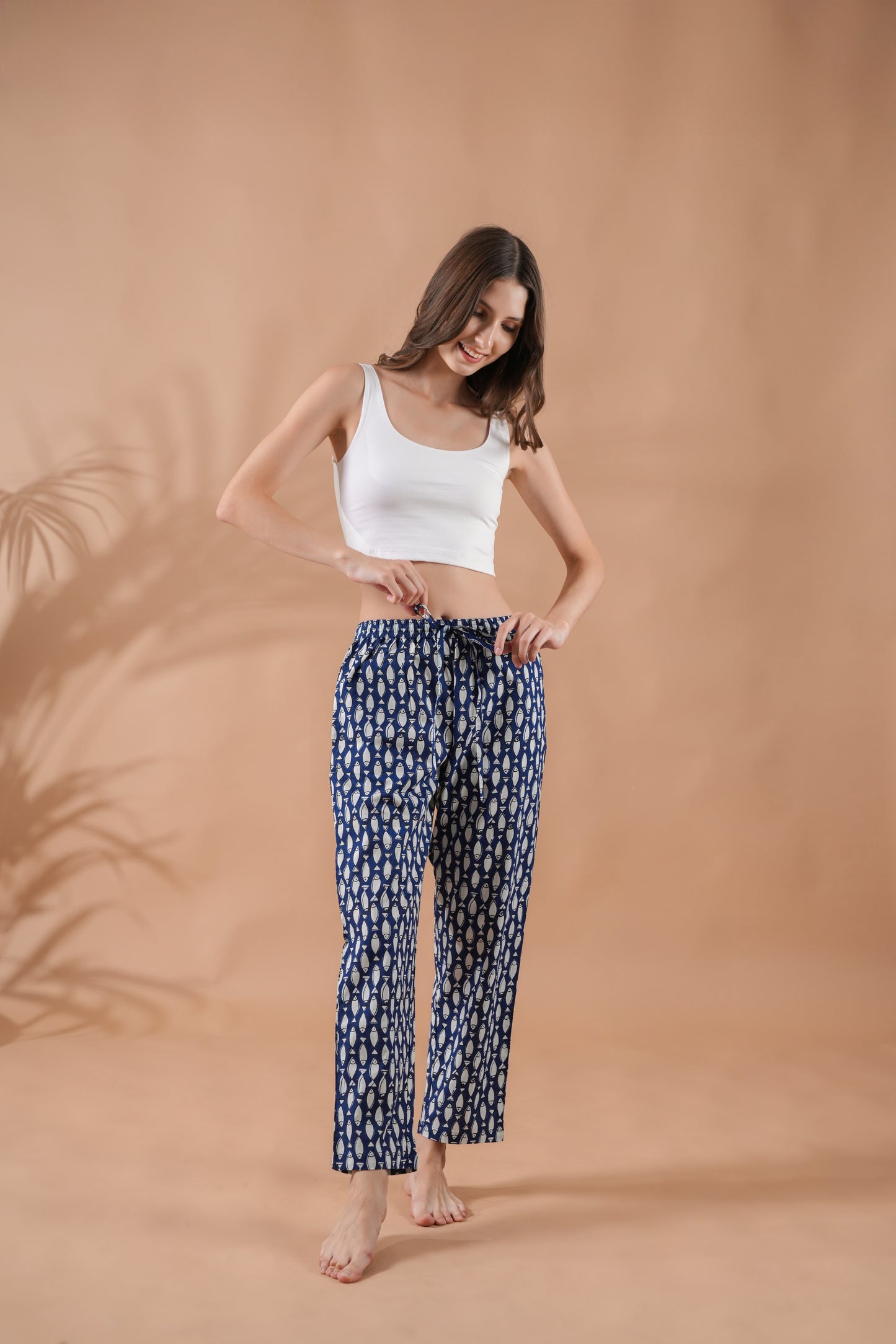 Cotton Pajama Pants Women - Midnight Swim