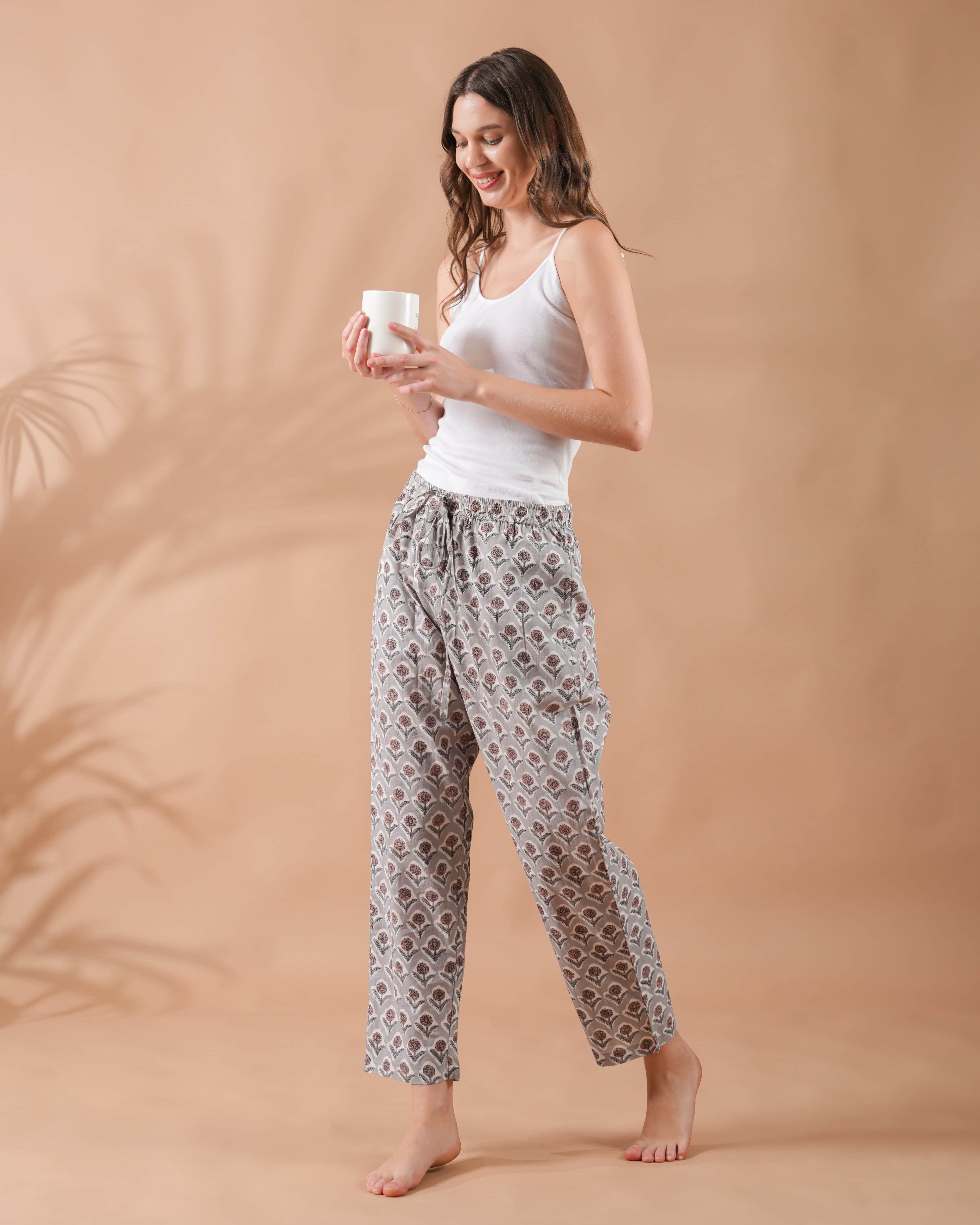 Cotton Pajama Pants Women - Earthy Elegance