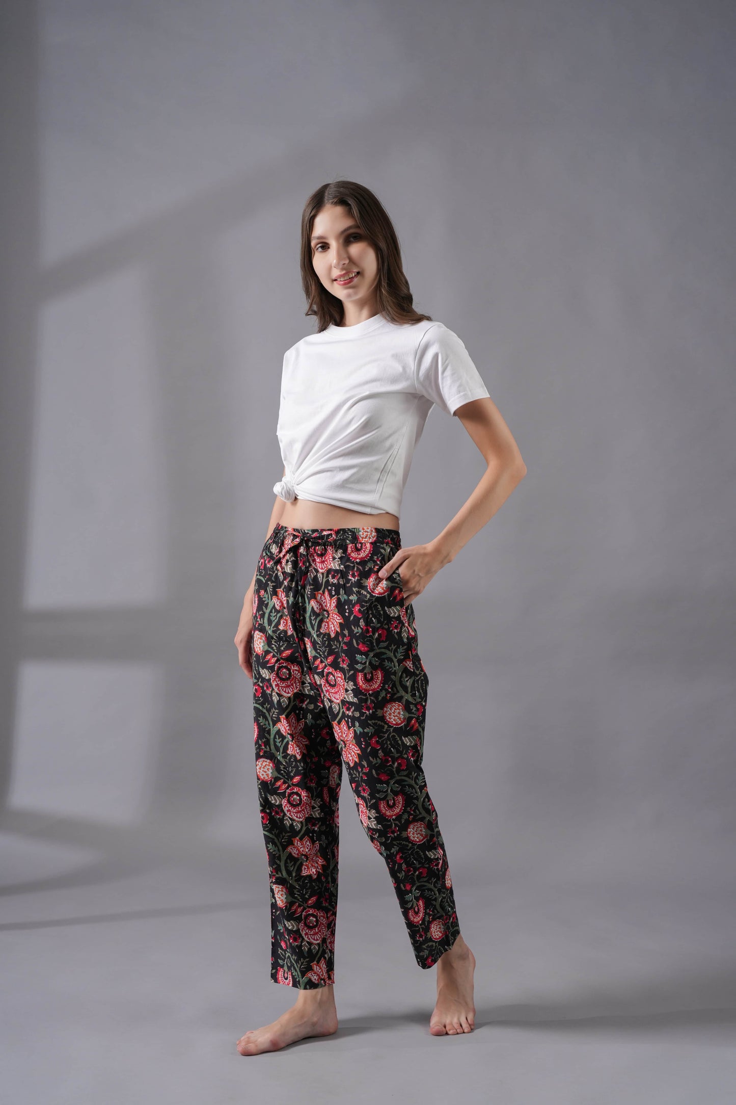 Cotton Pajama Pants Women - Fire Petals
