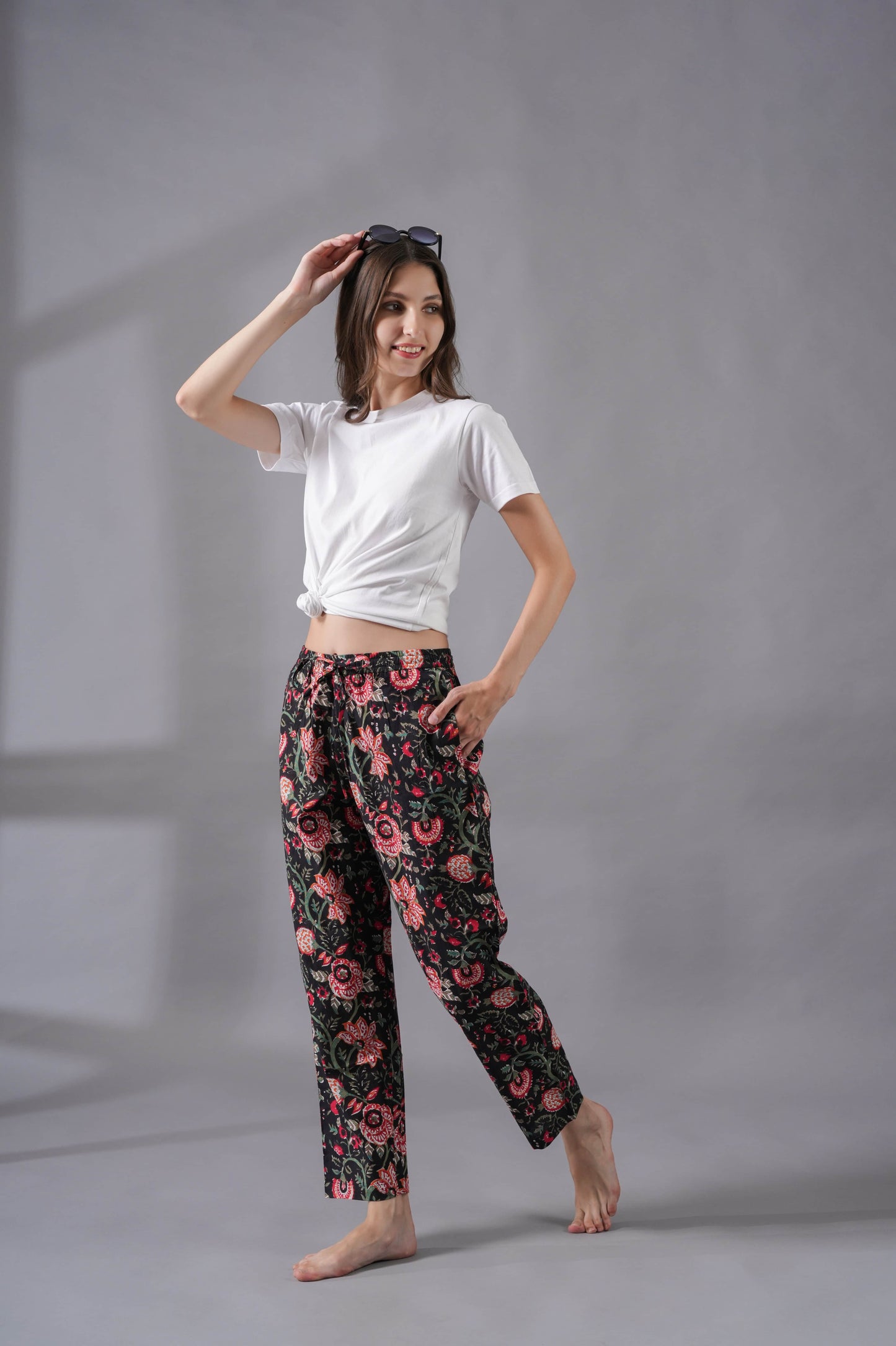 Cotton Pajama Pants Women - Fire Petals