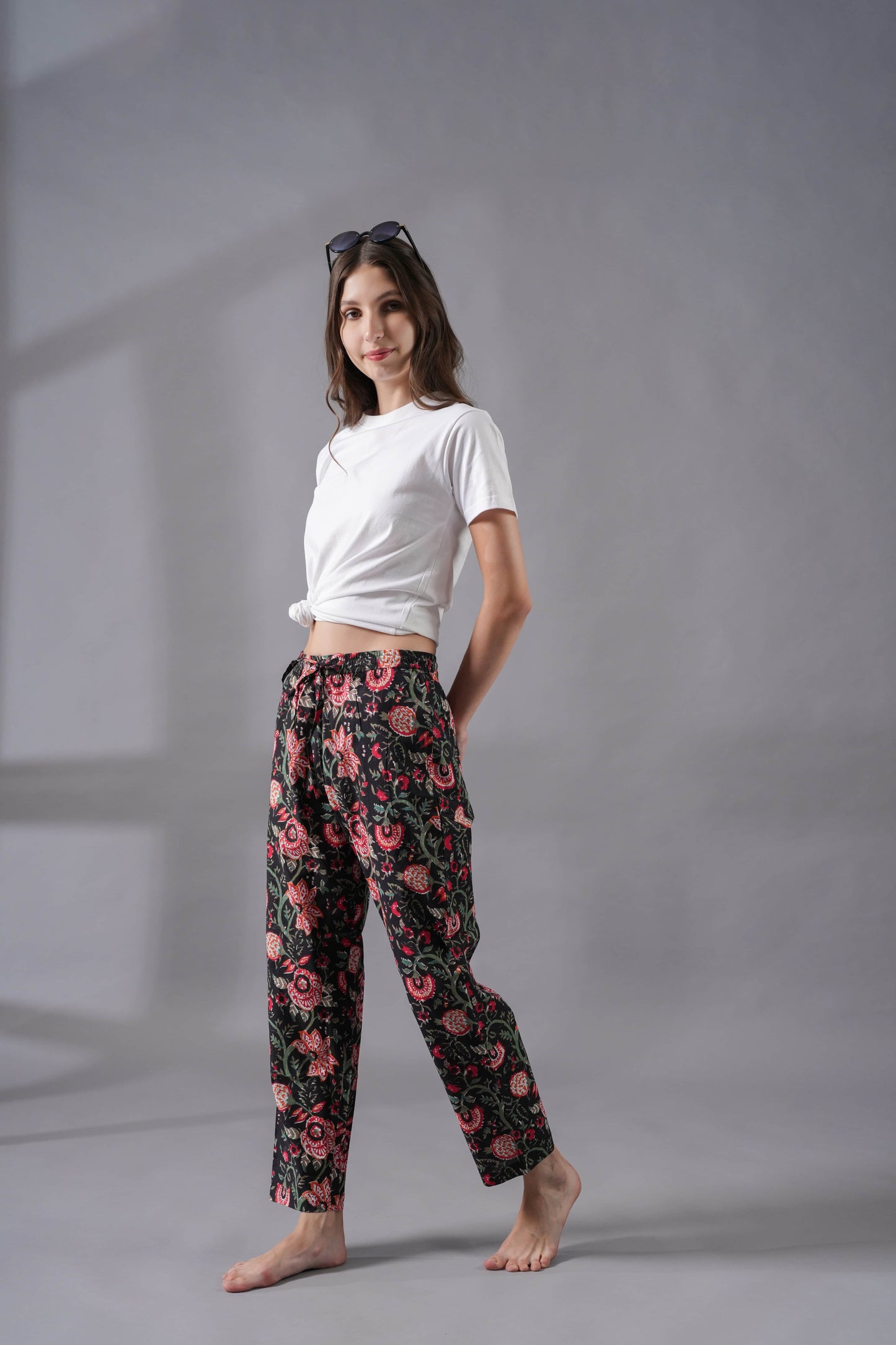 Cotton Pajama Pants Women - Fire Petals
