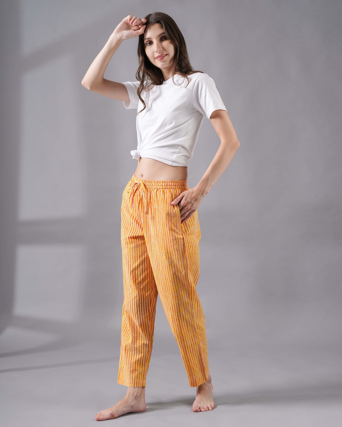 Cotton Pajama Pants Women - Sunset Stripes