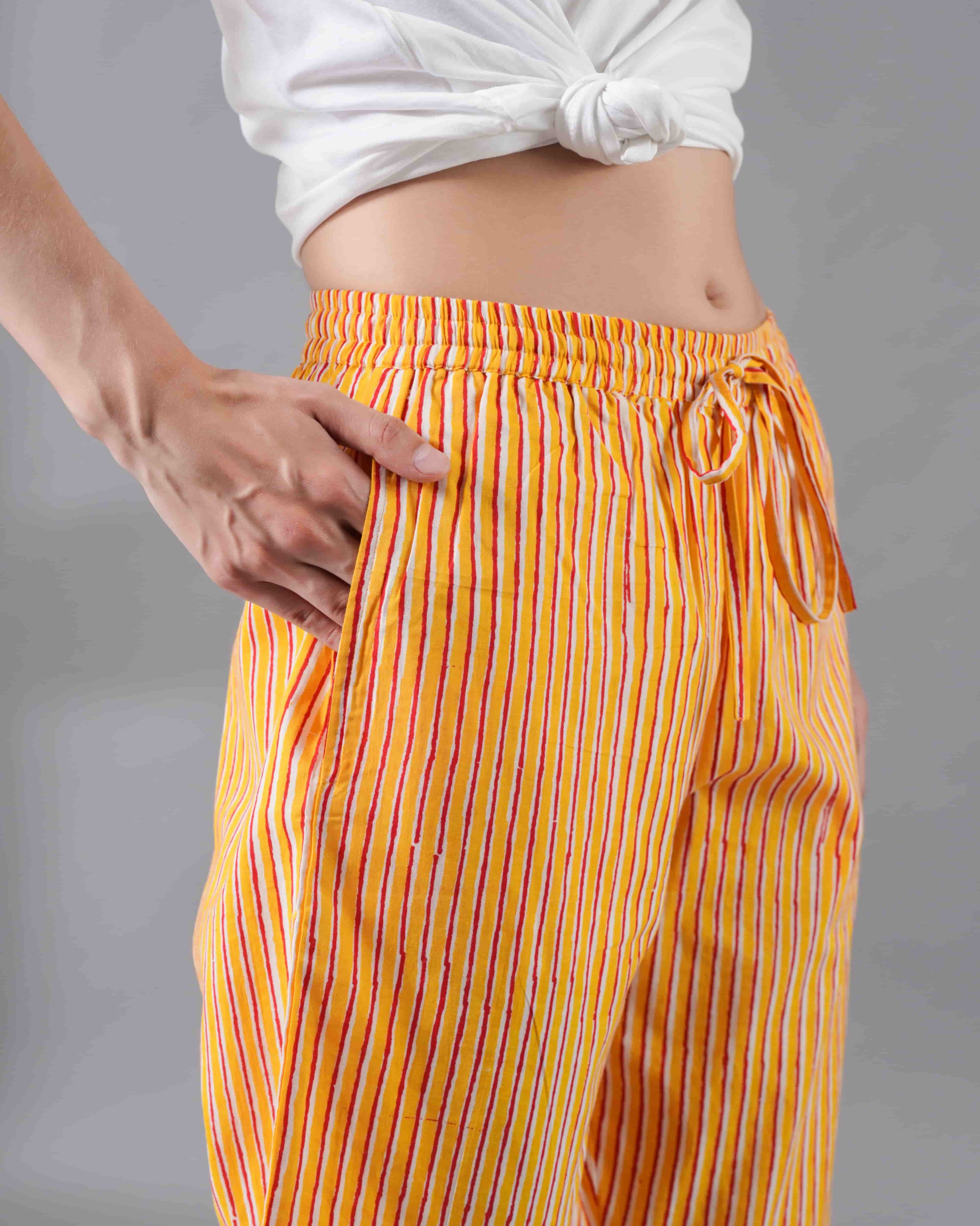 Cotton Pajama Pants Women - Sunset Stripes