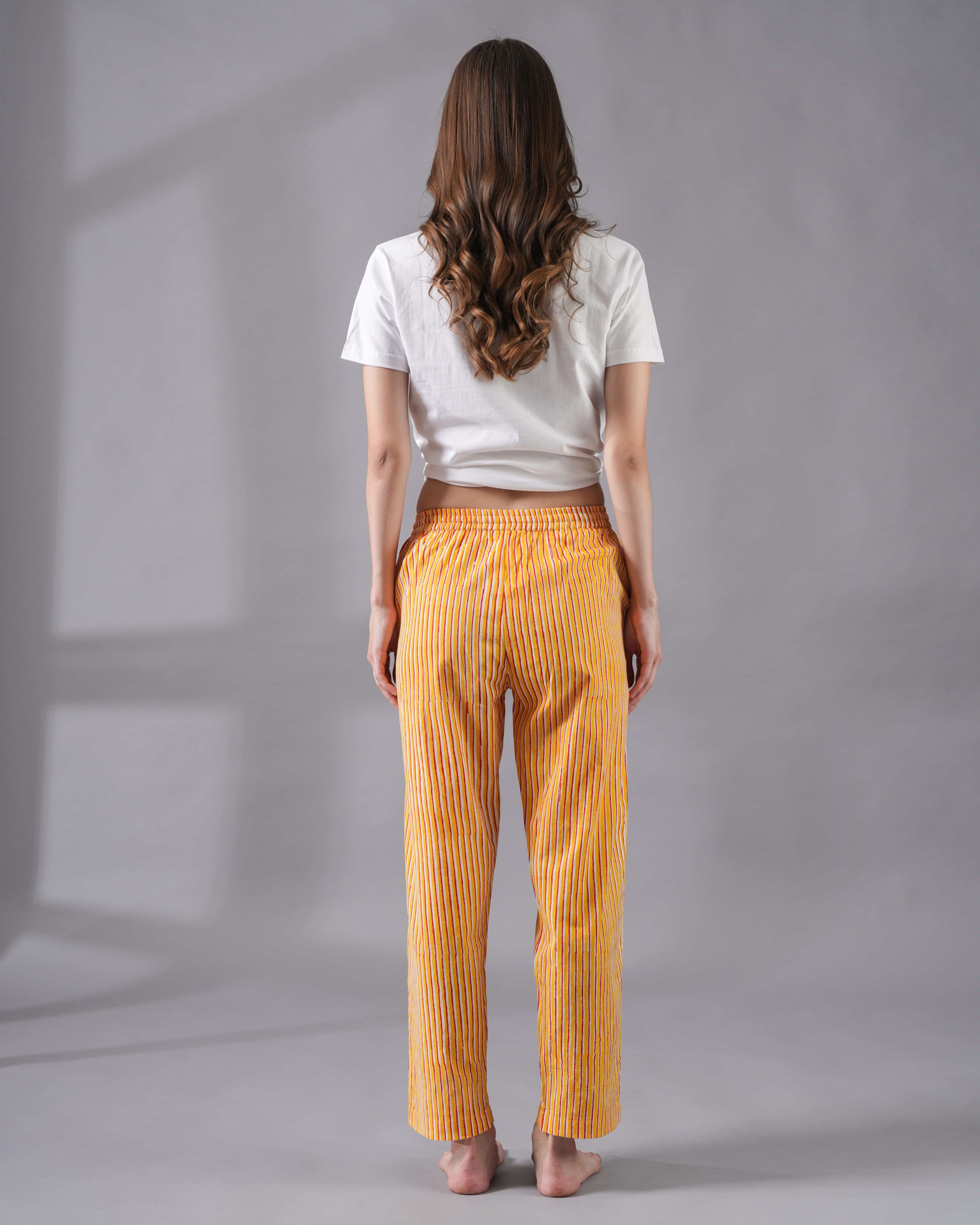 Cotton Pajama Pants Women - Sunset Stripes