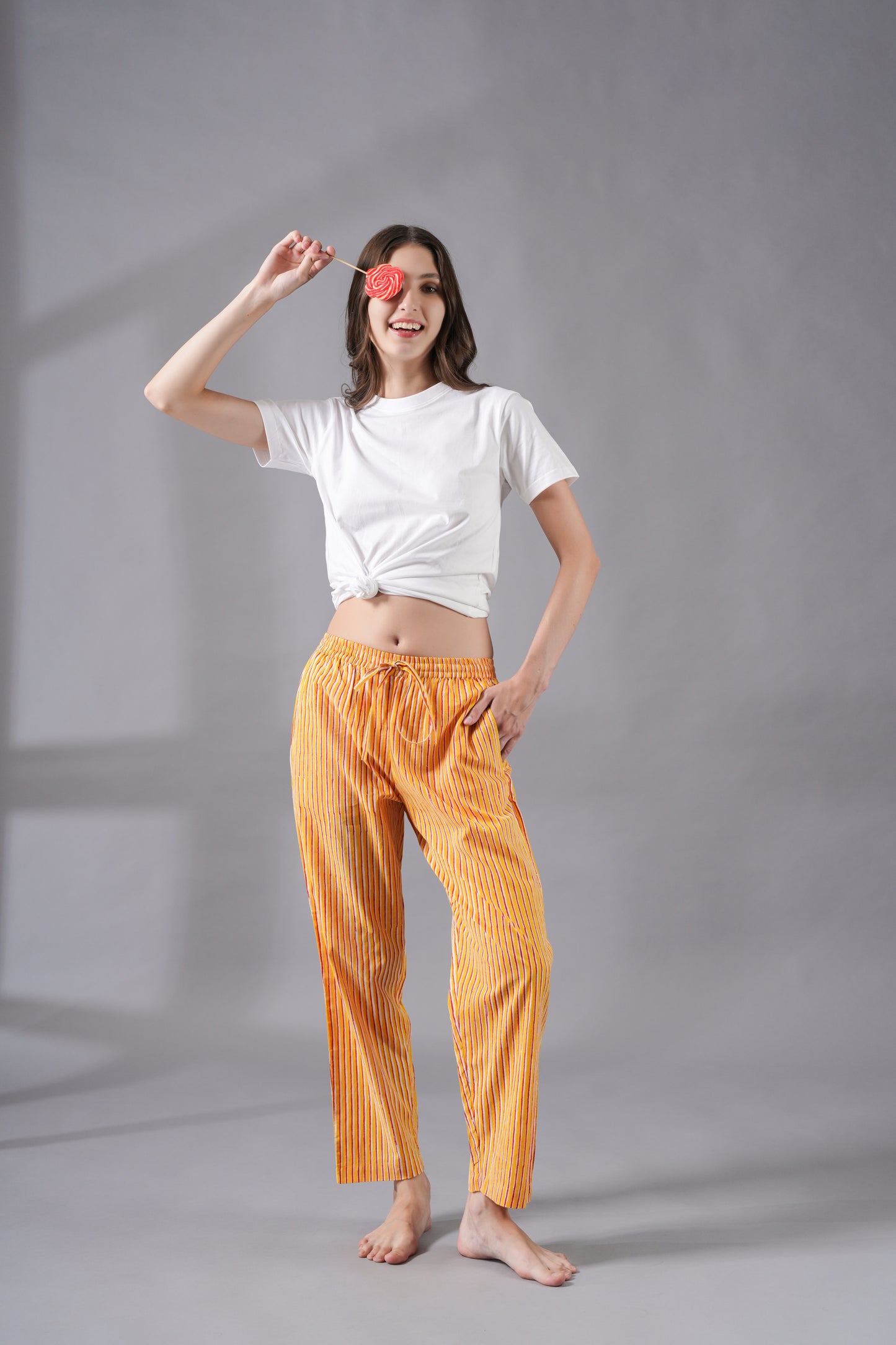 Cotton Pajama Pants Women - Sunset Stripes