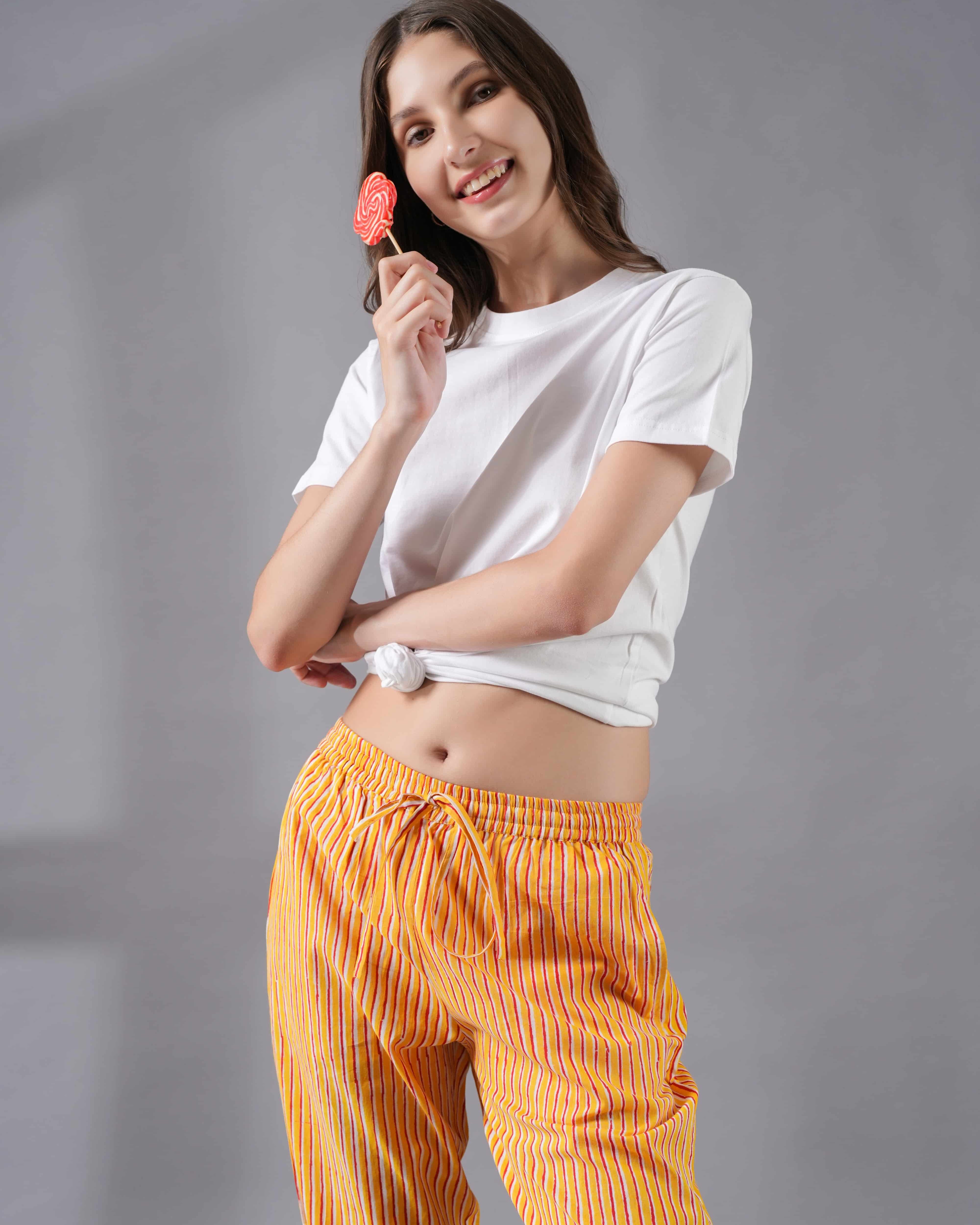 Cotton Pajama Pants Women - Sunset Stripes