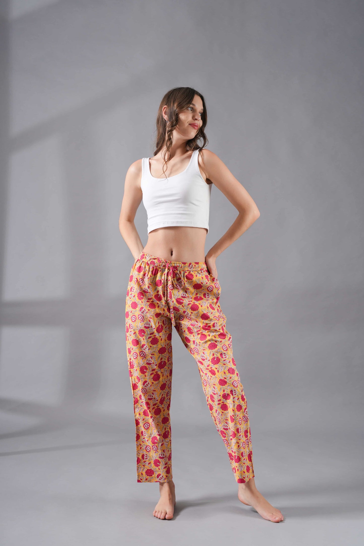 Cotton Pajama Pants Women - Sunshine Blush