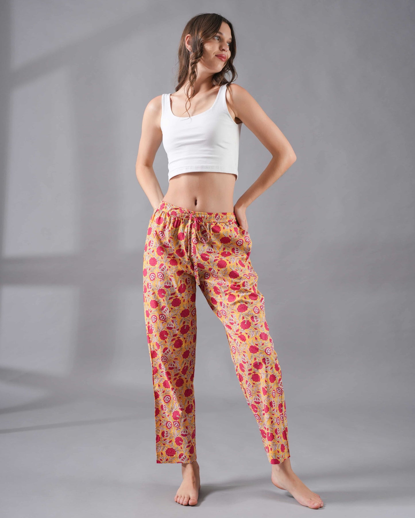 Cotton Pajama Pants Women - Sunshine Blush