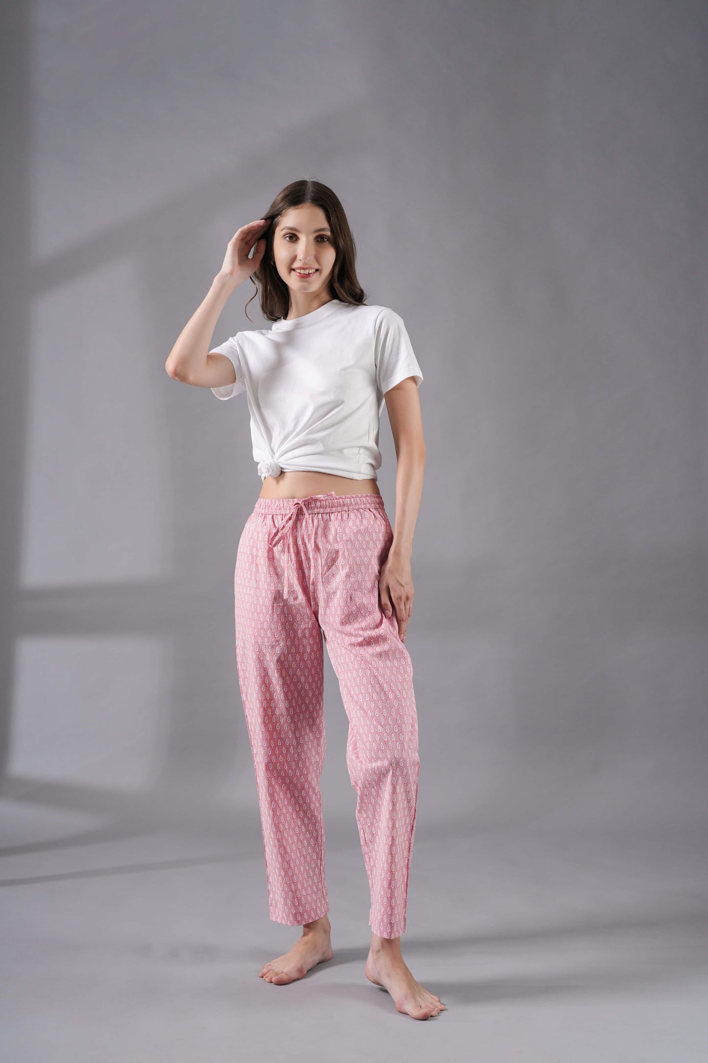 Cotton Pajama Pants Women - Blush Forest