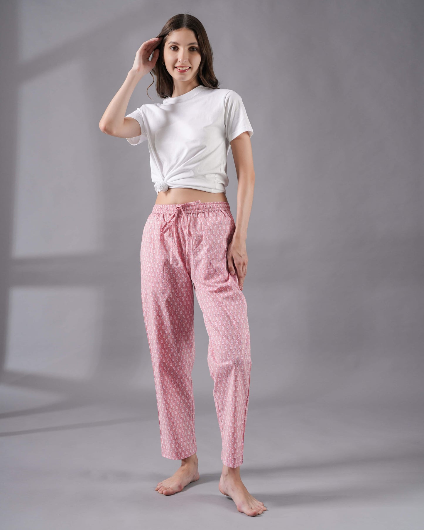 Cotton Pajama Pants Women - Blush Forest