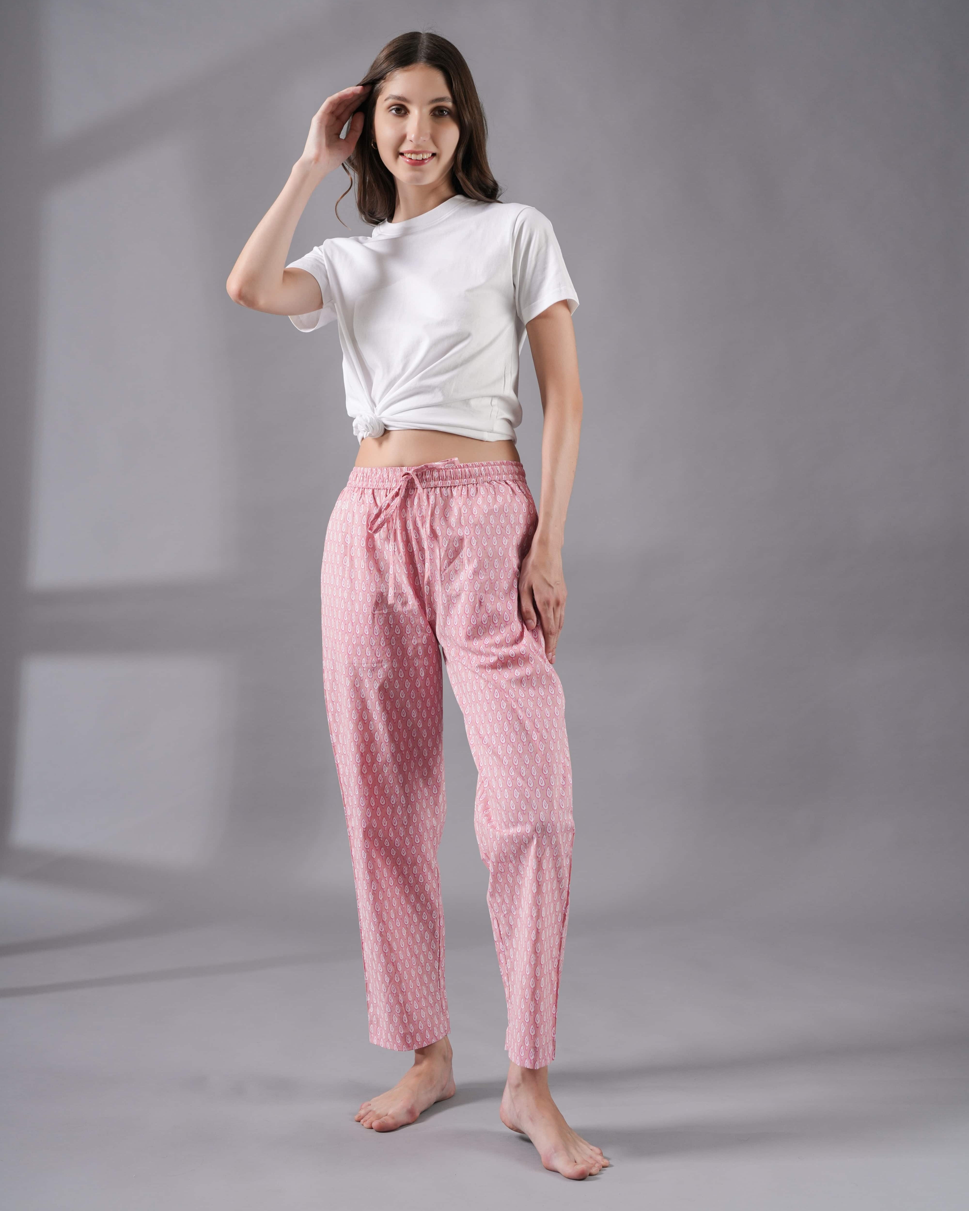 Cotton Pajama Pants Women - Blush Forest