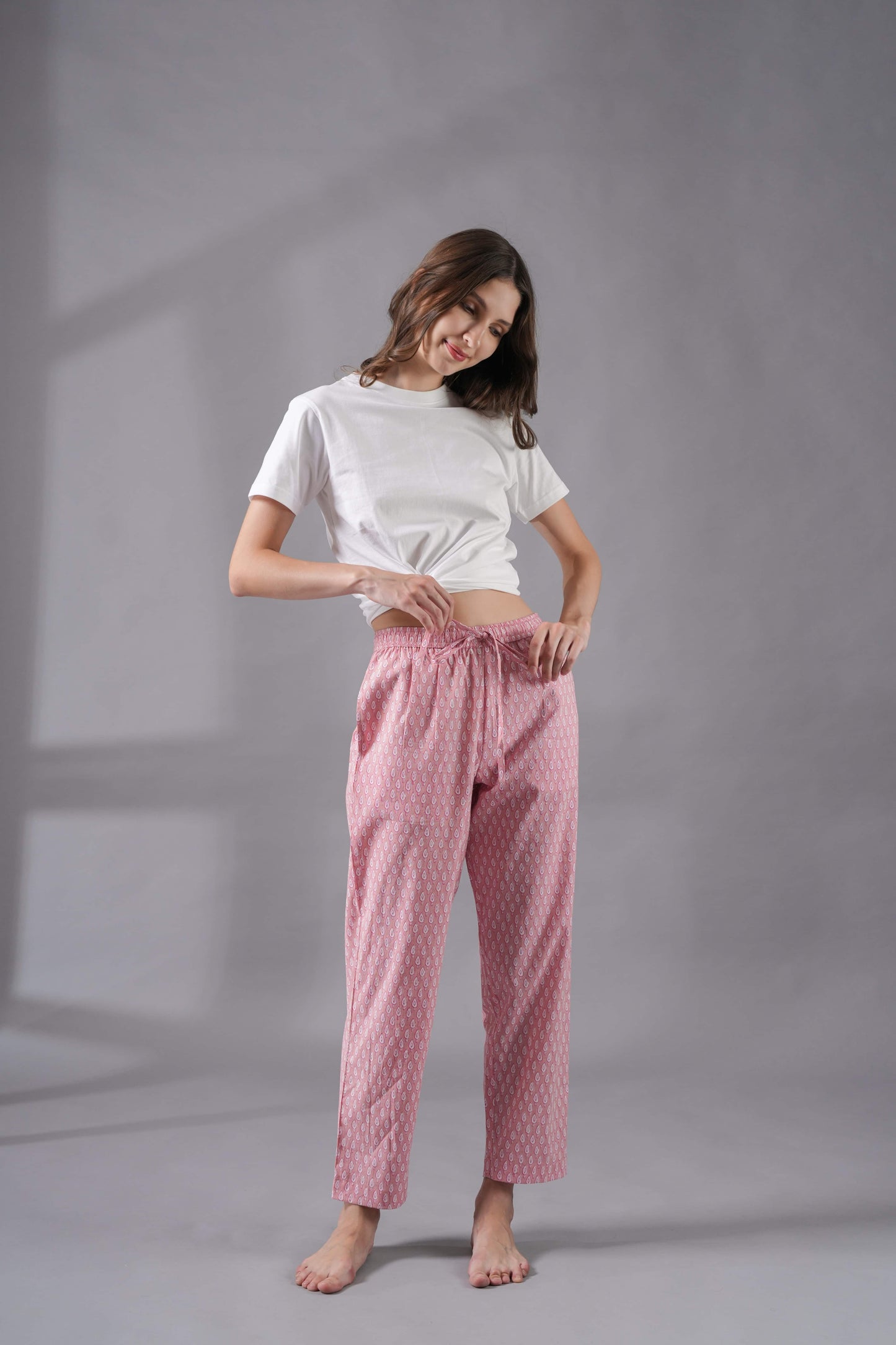 Cotton Pajama Pants Women - Blush Forest