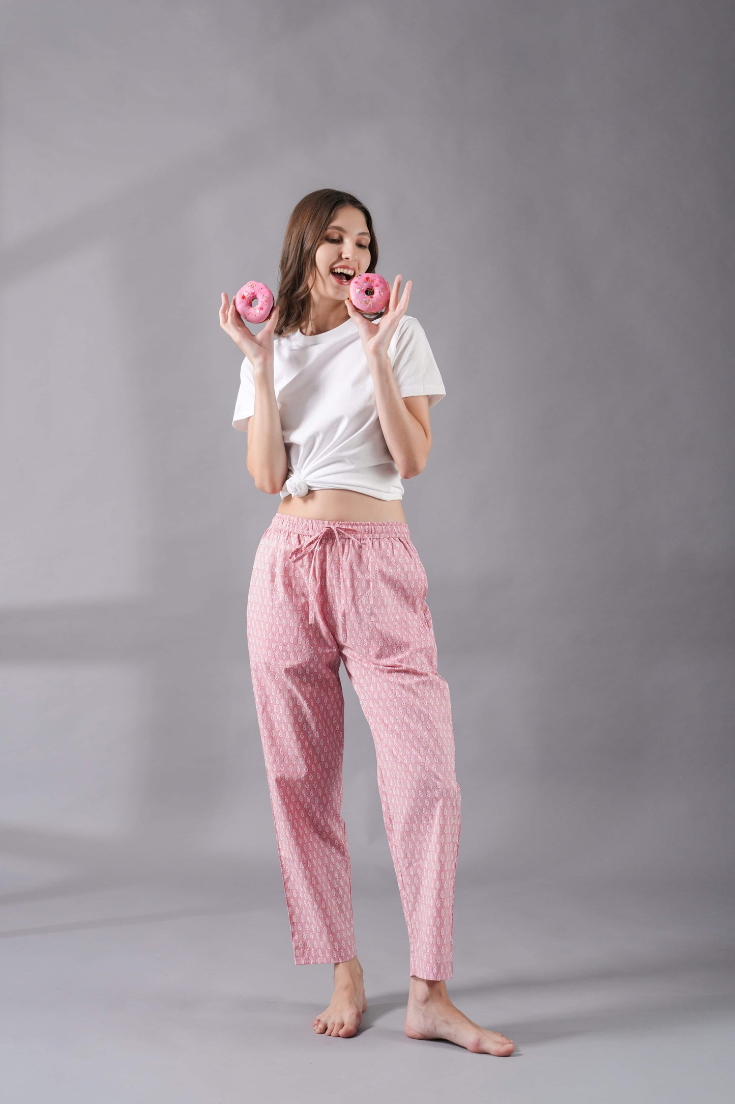 Cotton Pajama Pants Women - Blush Forest