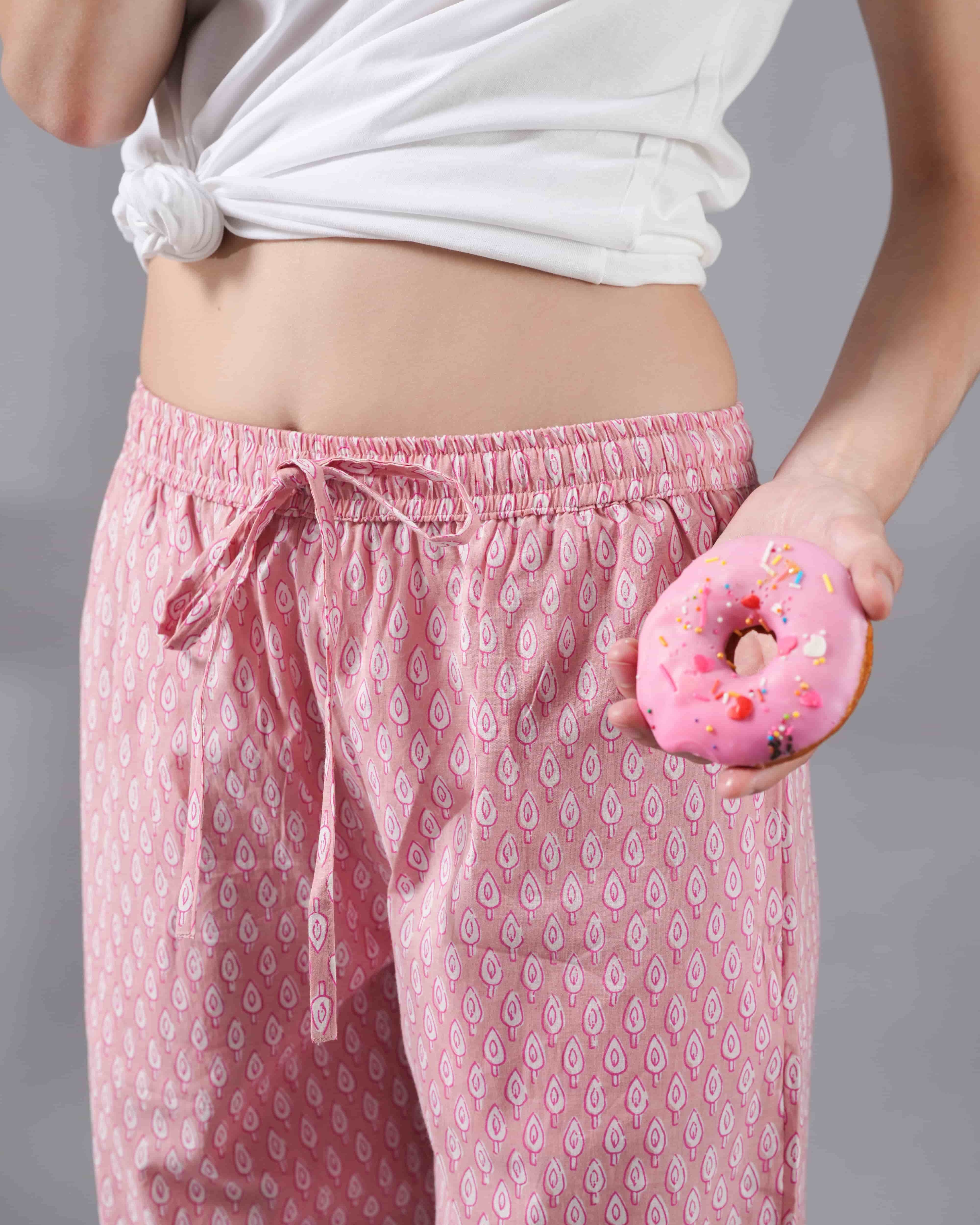 Cotton Pajama Pants Women - Blush Forest