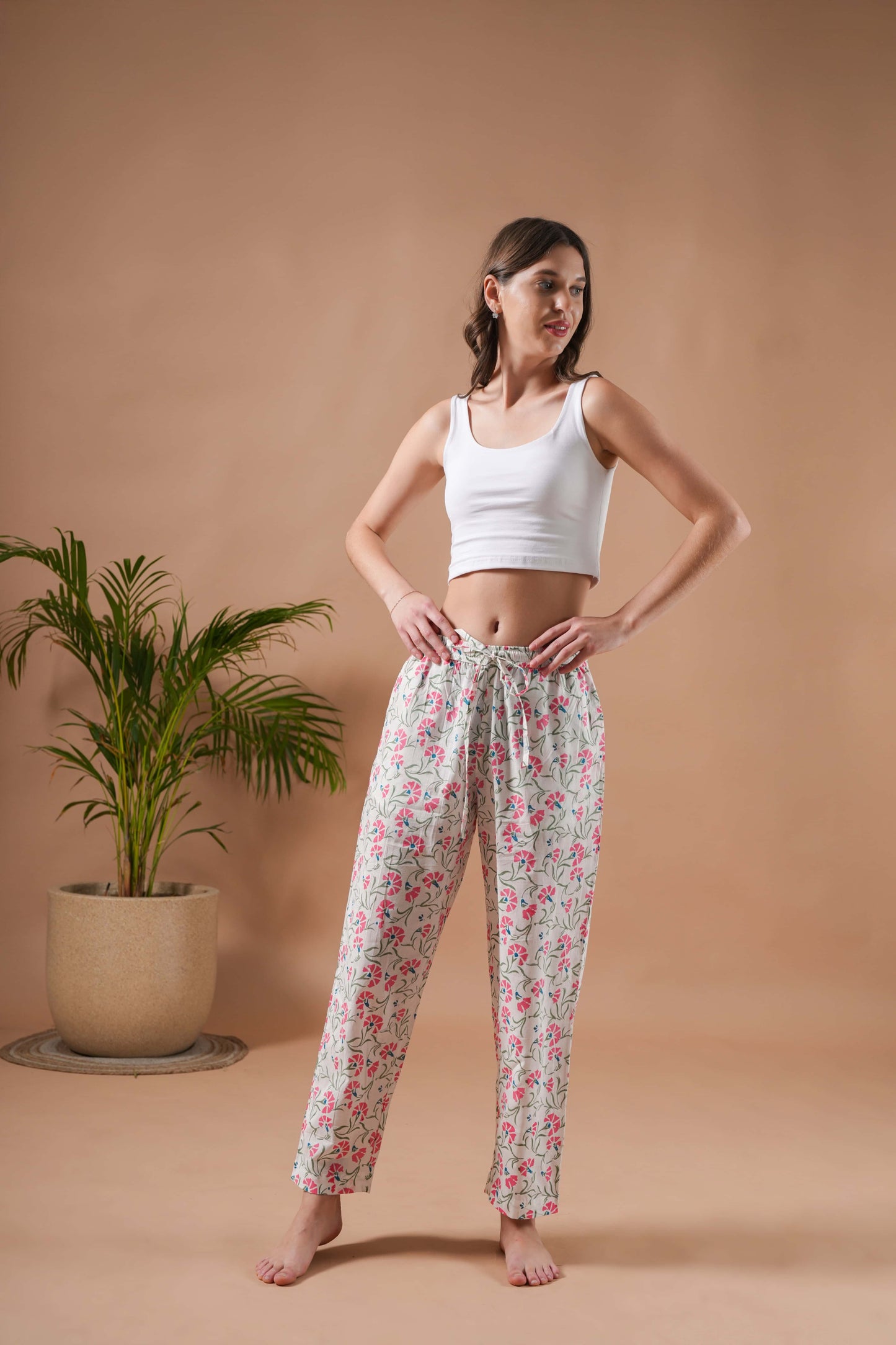 Cotton Pajama Pants Women - Peony Dream