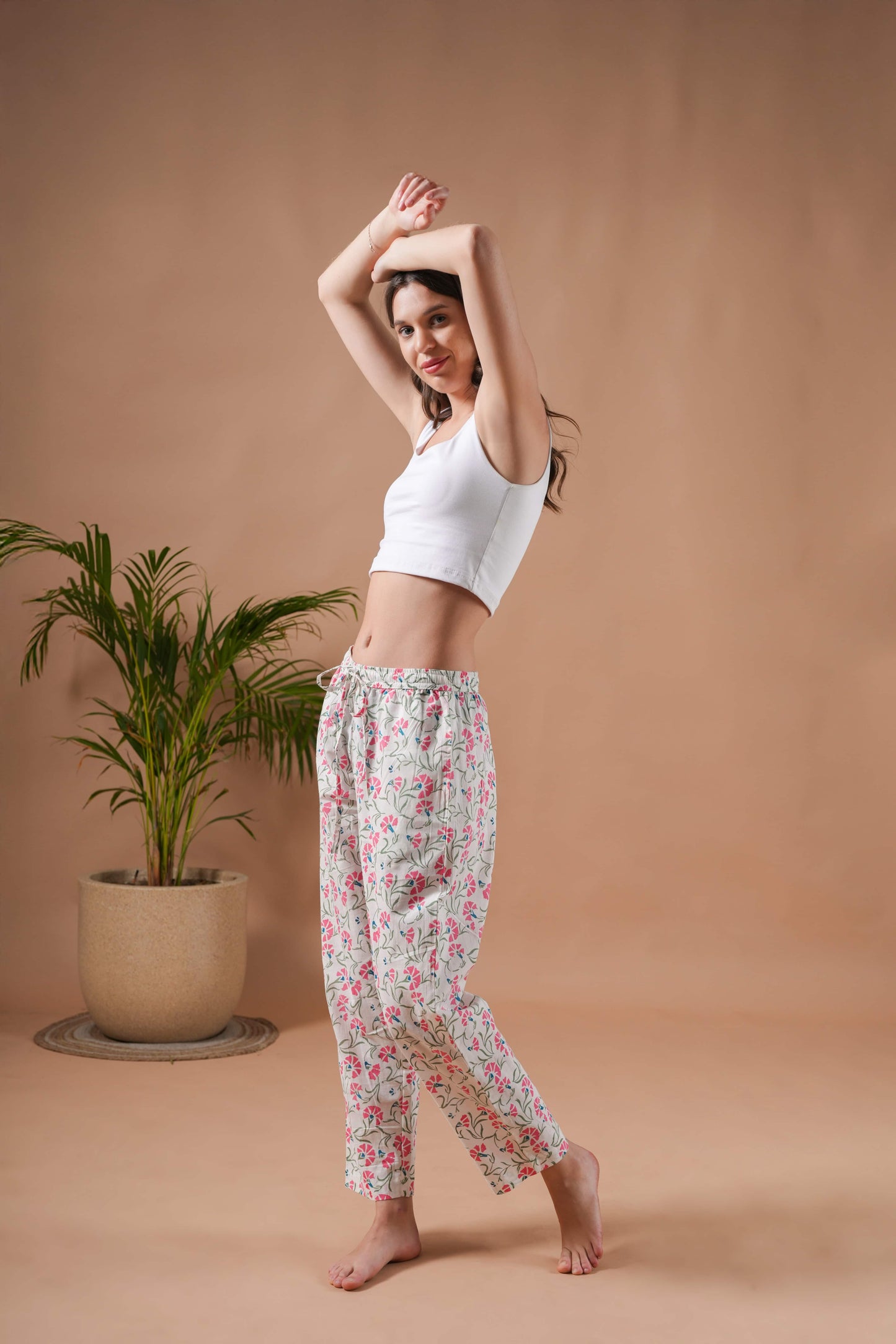 Cotton Pajama Pants Women - Peony Dream