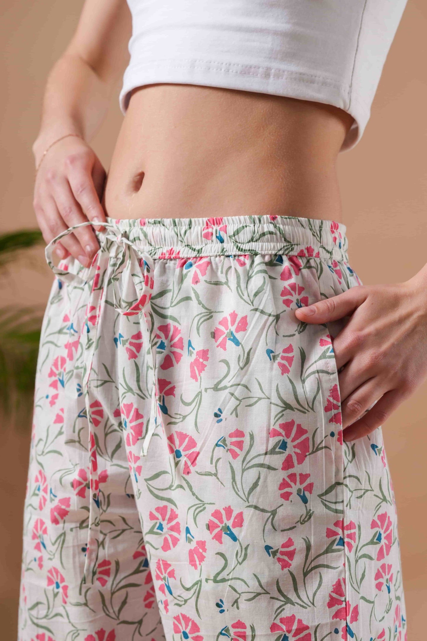 Cotton Pajama Pants Women - Peony Dream