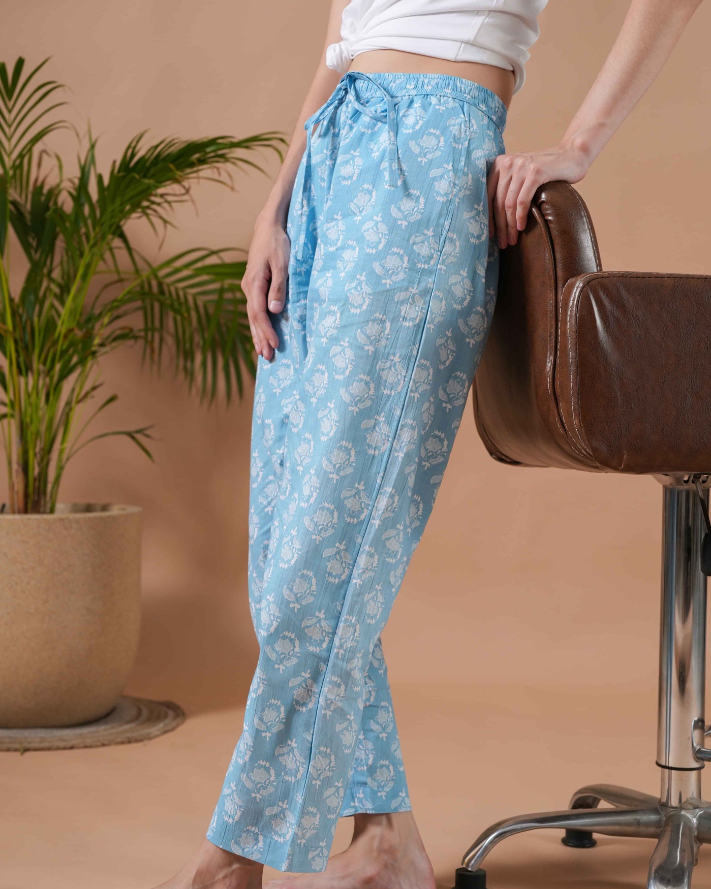 Cotton Pajama Pants Women - Frosted Flora