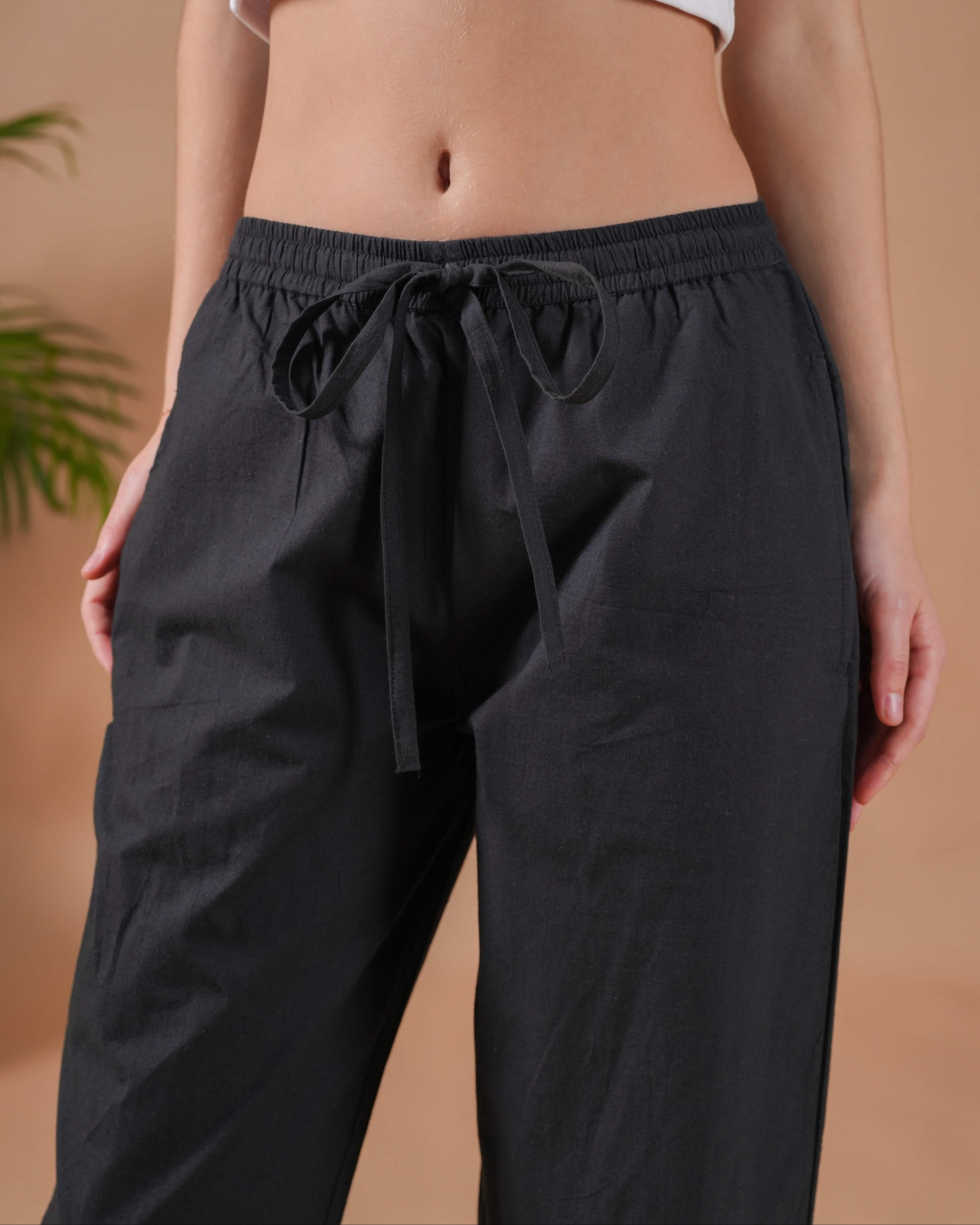 Cotton Poplin Lounge Pants Women - Black