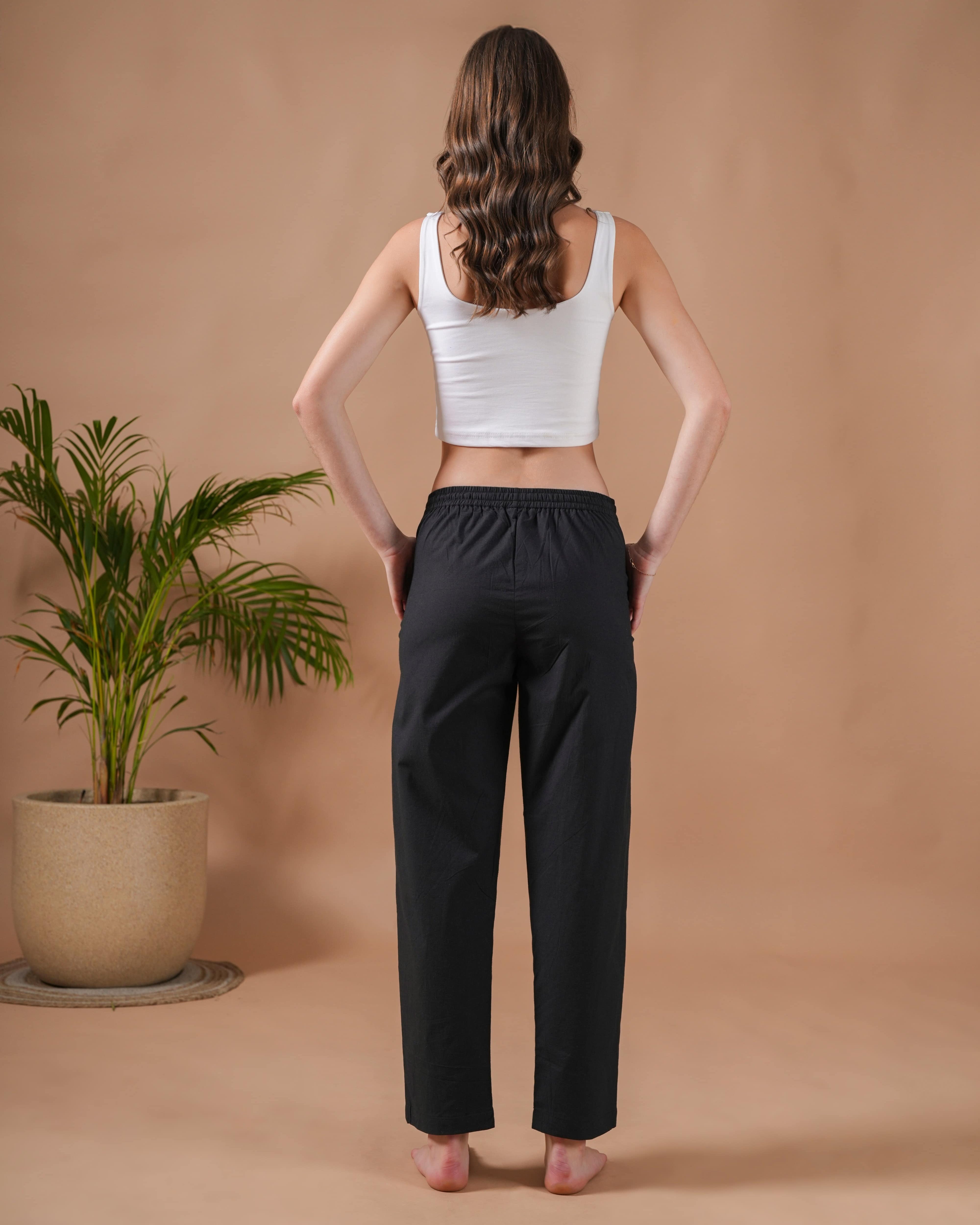 Cotton Poplin Lounge Pants Women - Black