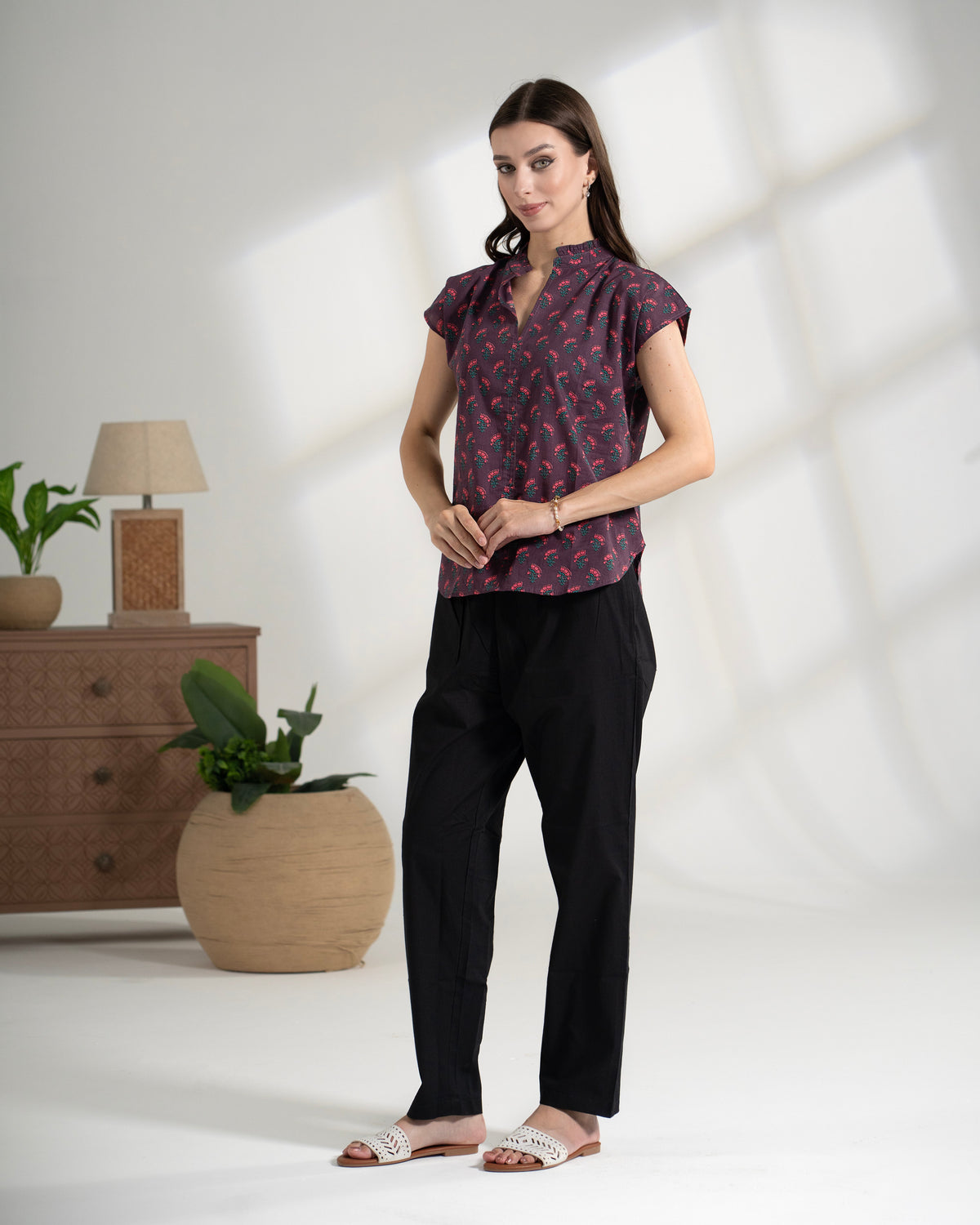 Cotton Top & Pants Soft Loungewear Set Women