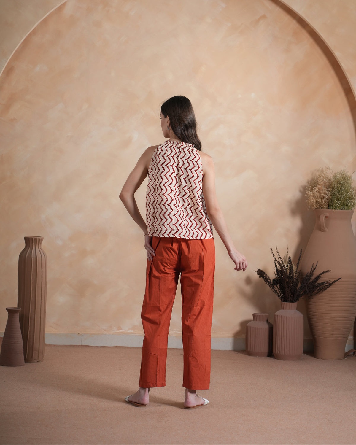 Poplin Pants & Cotton Top Two Piece Outfit Women