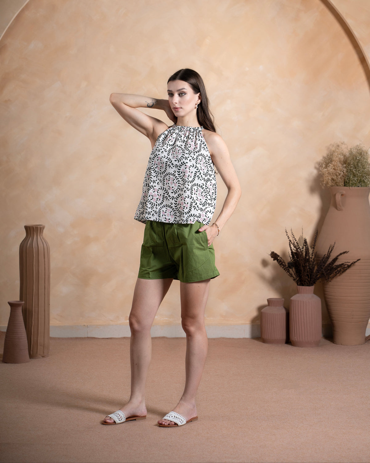 Cotton Shorts and Top Set Floral Loungewear