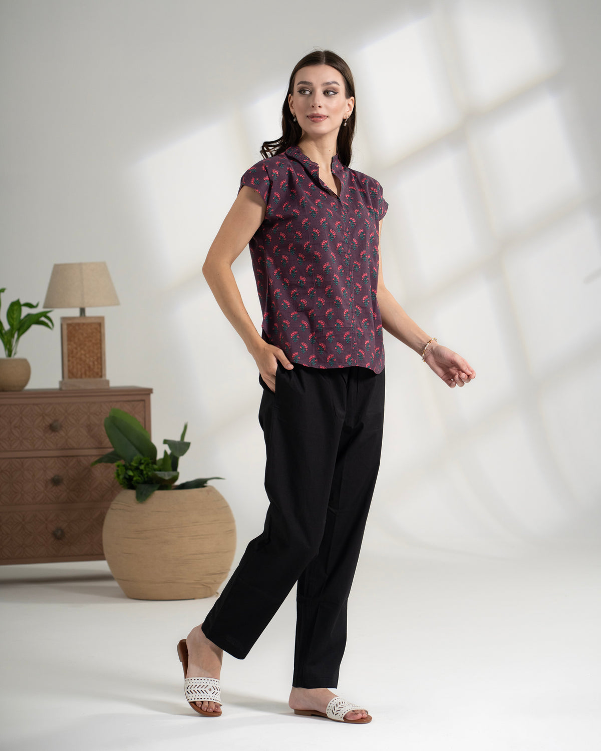 Cotton Top & Pants Soft Loungewear Set Women