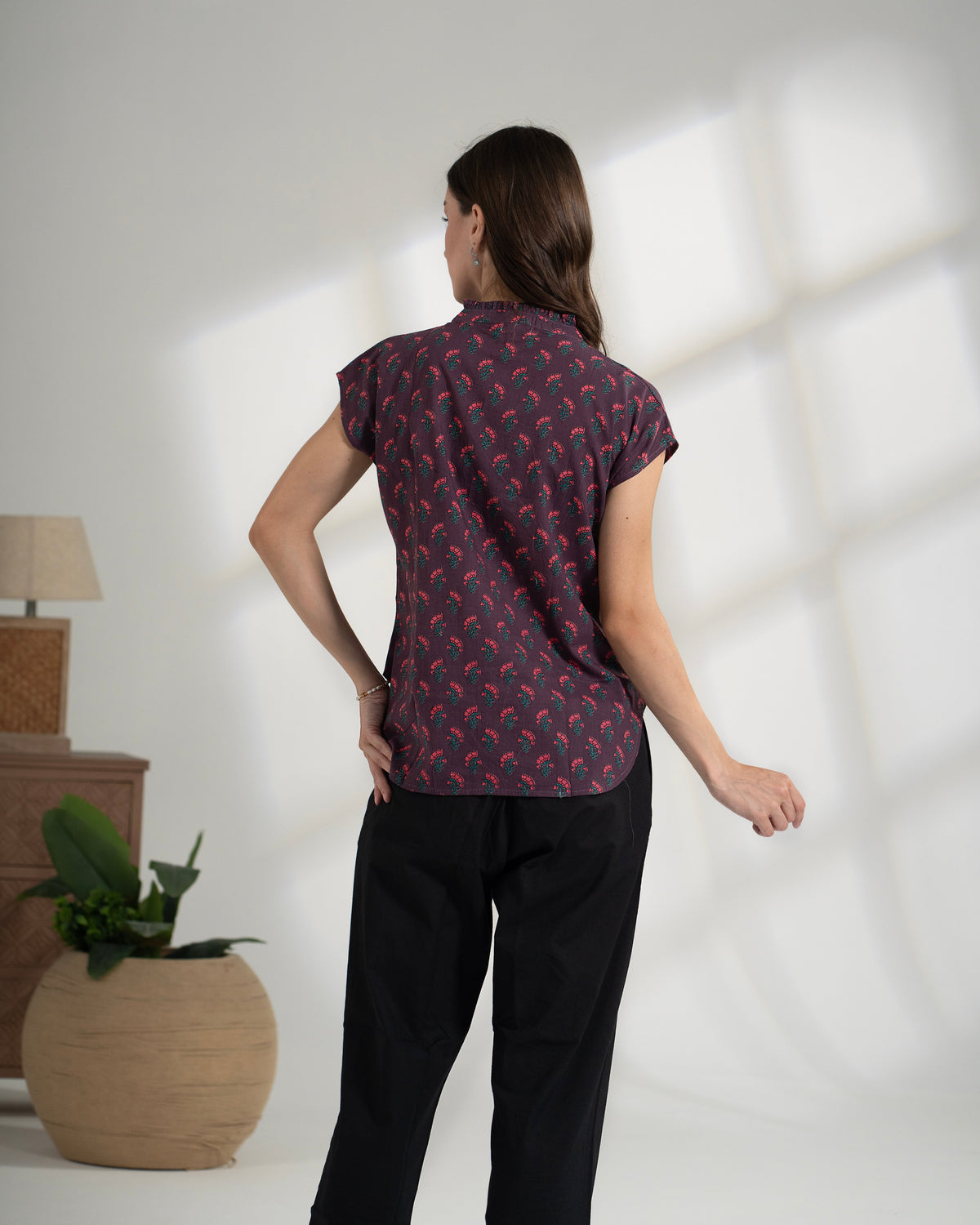 100% Cotton Top Women Cap Sleeve - Palace Garden