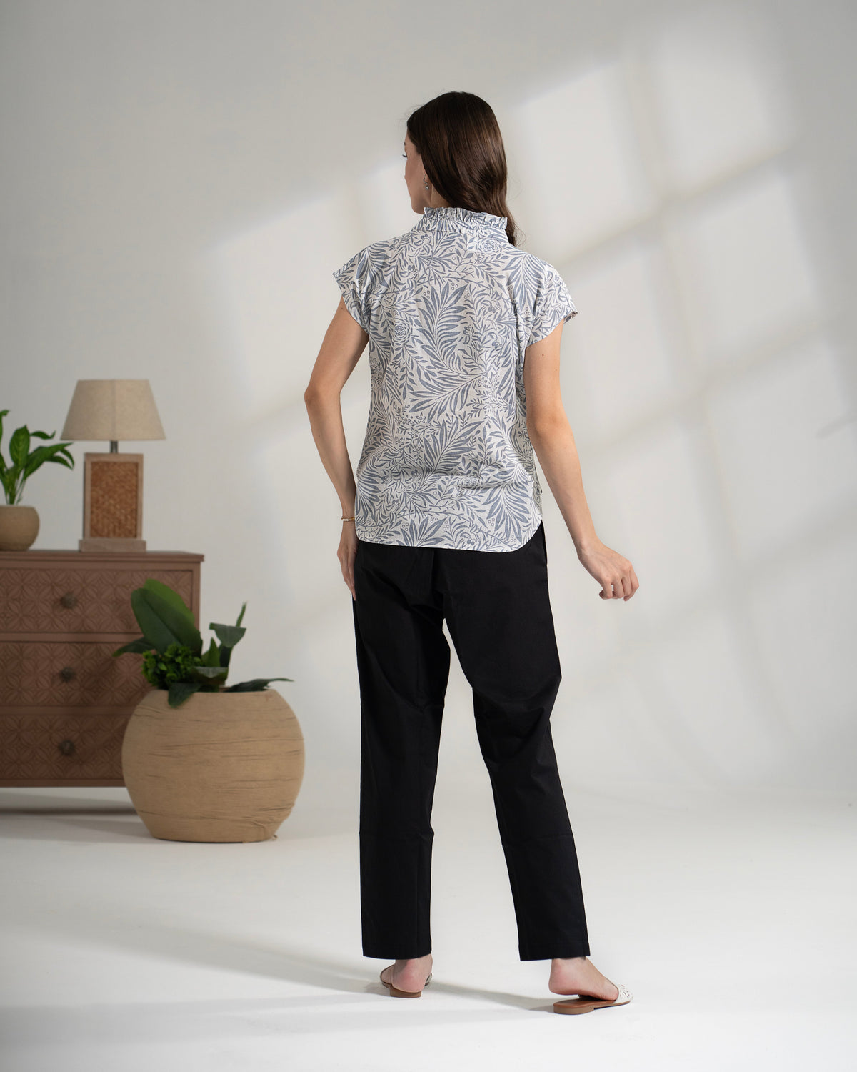 Cotton Top & Poplin Pants Two-Piece Lounge Set Women