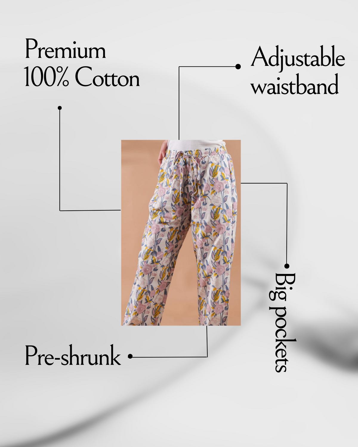 Cotton Pajama Pants Women - Blooming Breeze