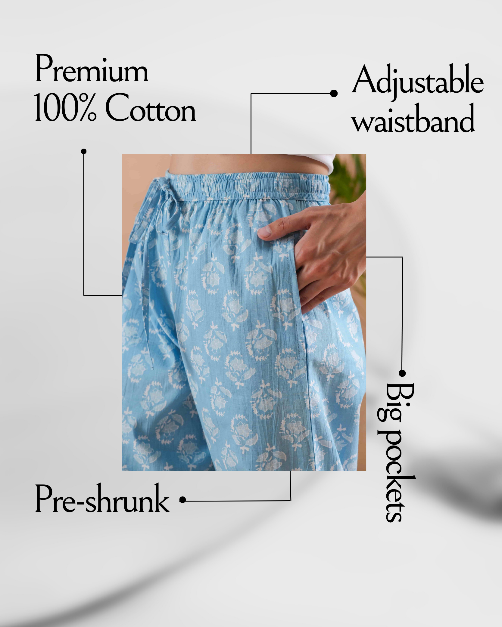 Cotton Pajama Pants Women - Frosted Flora