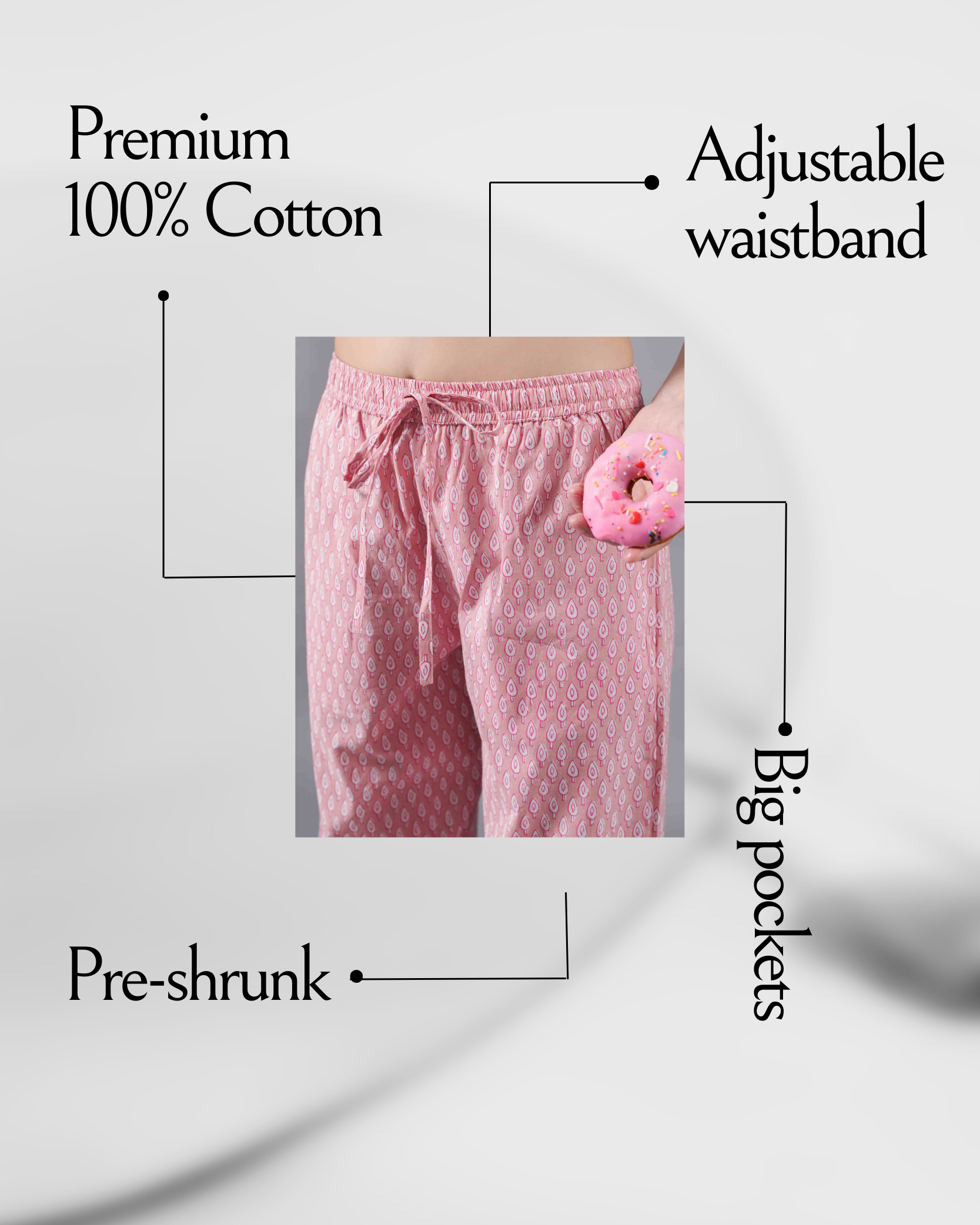 Cotton Pajama Pants Women - Blush Forest