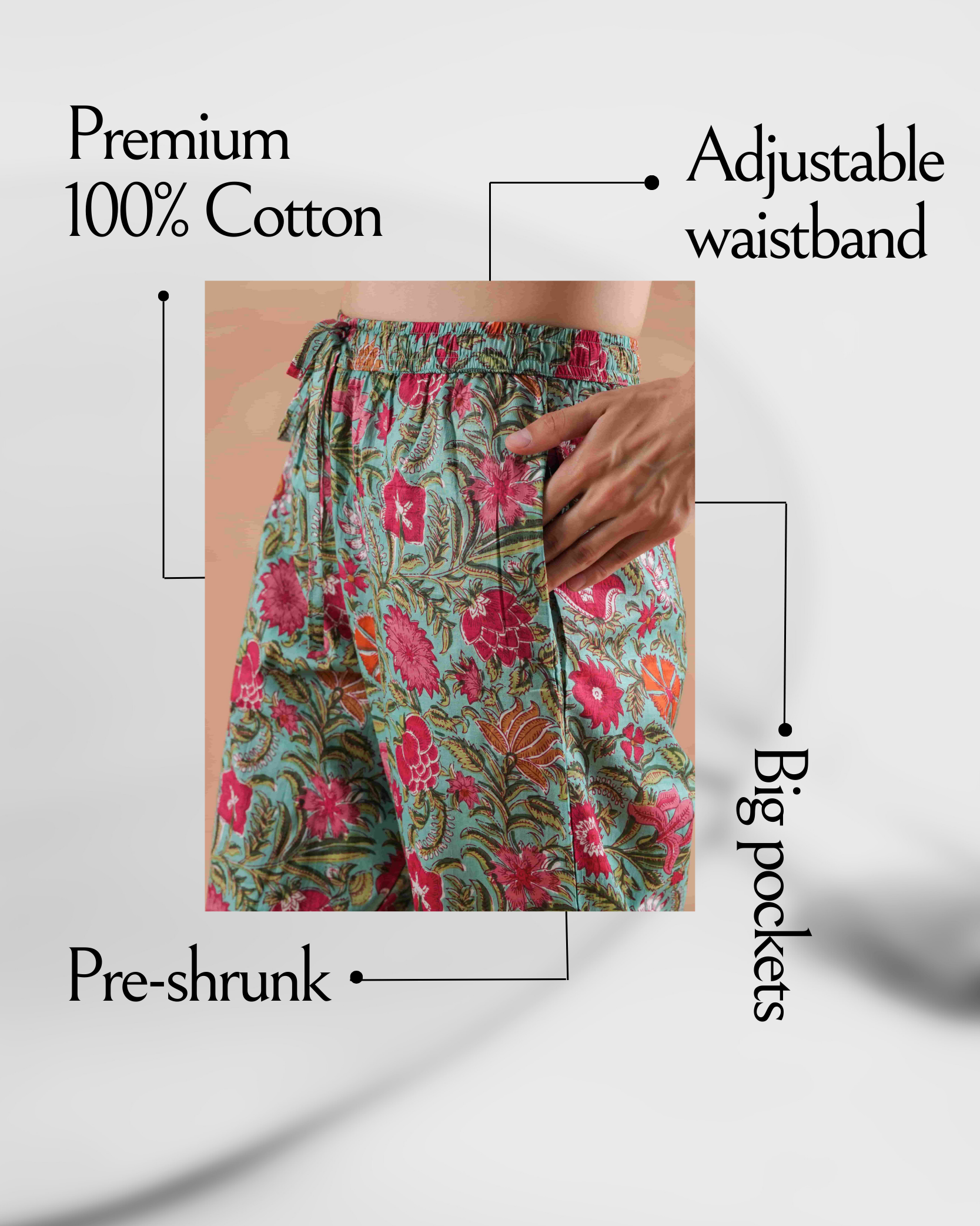 Cotton Pajama Pants Women - Tropical Garden