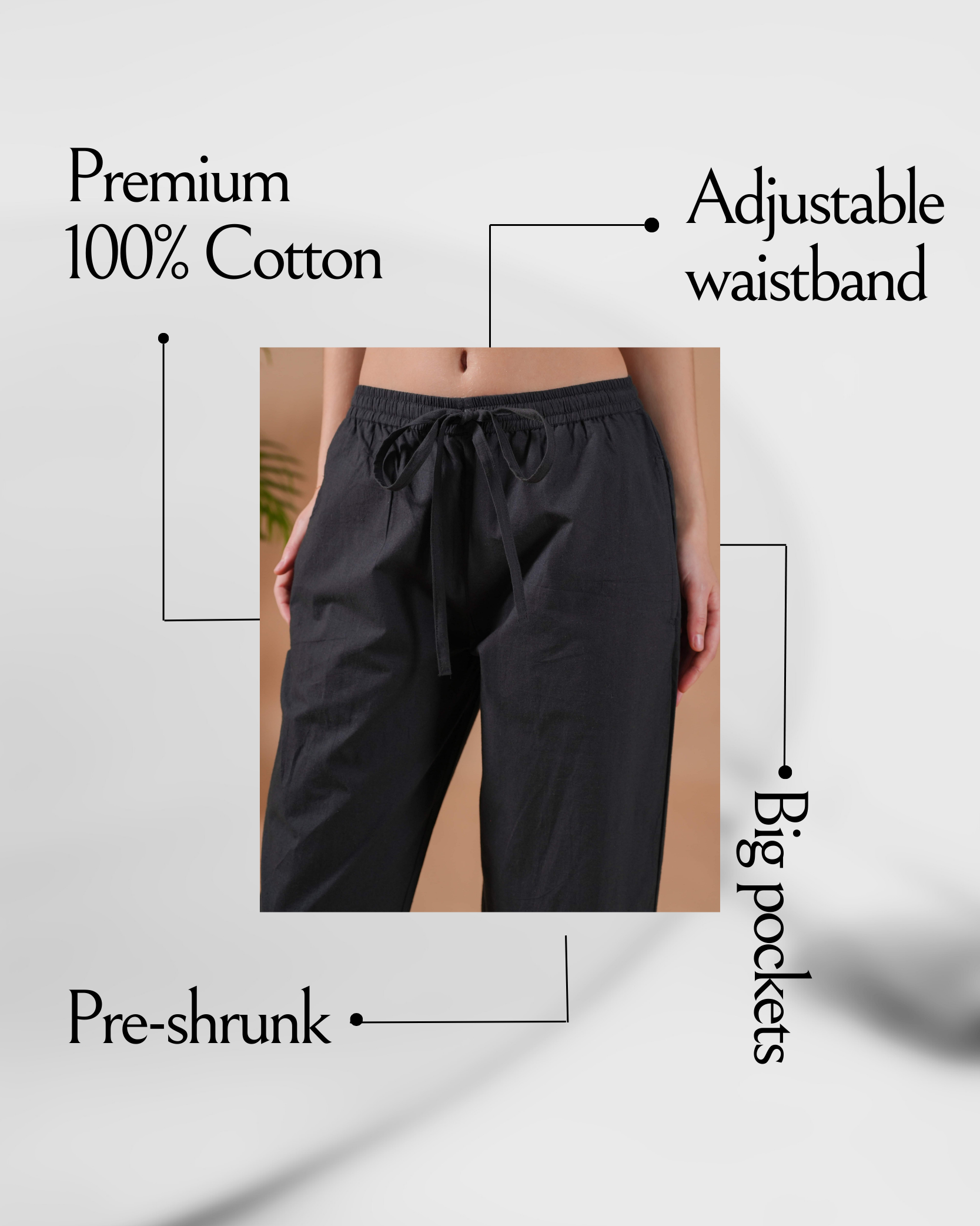 Cotton Poplin Lounge Pants Women - Black