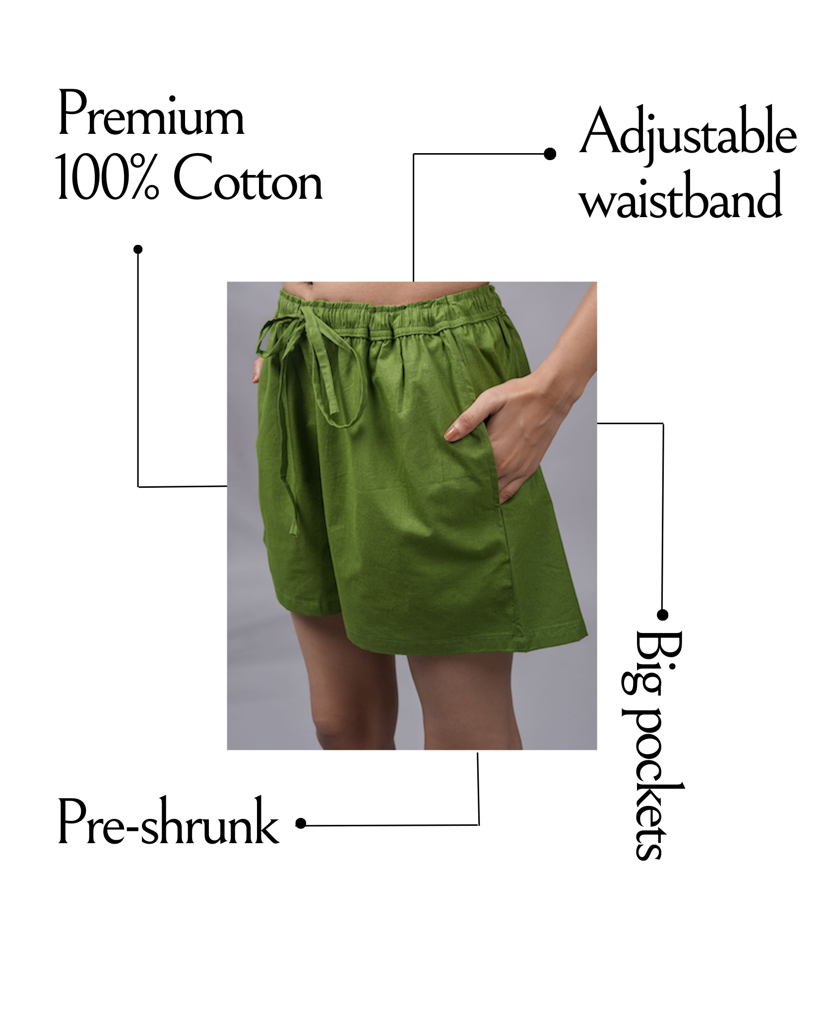 Cotton Poplin Shorts Women - Forest Green