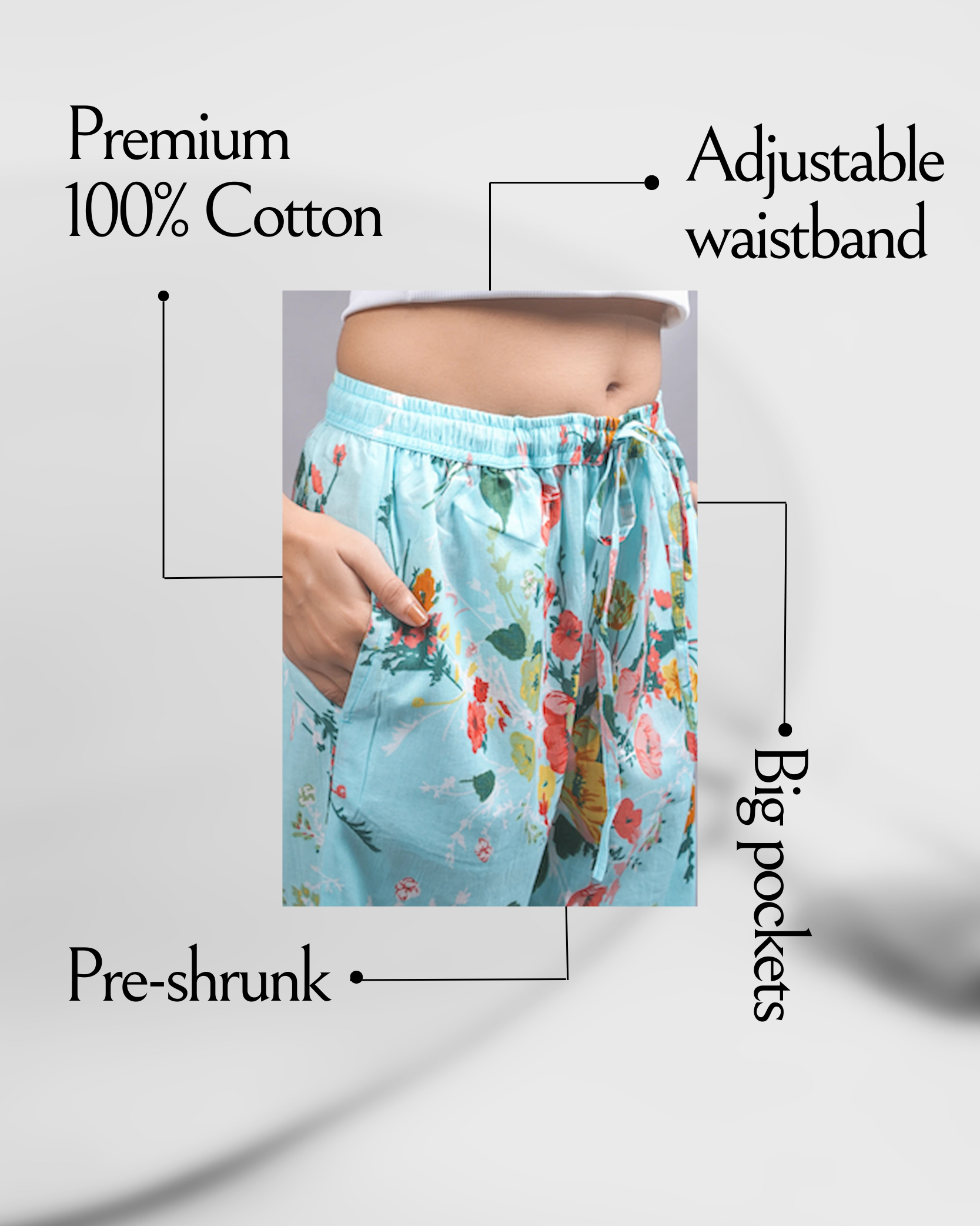 Cotton Pajama Pants Women - Cyan Crush