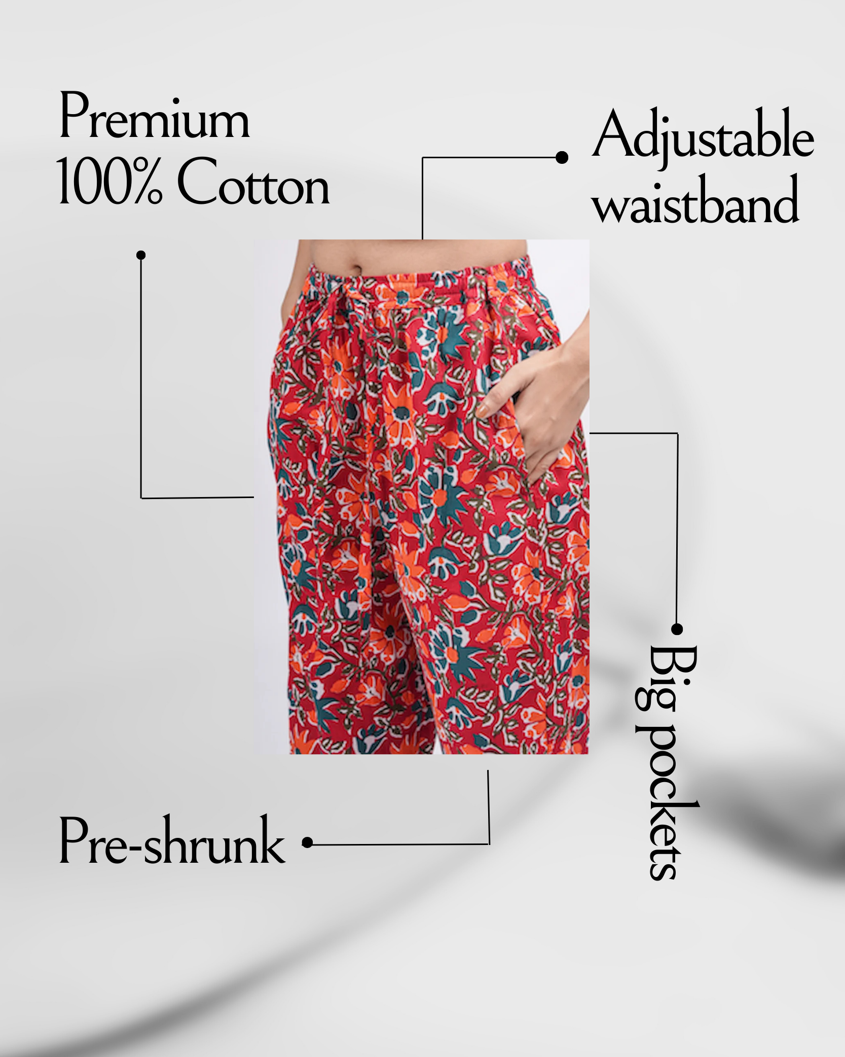 Cotton Pajama Pants Women - Saffron Petals