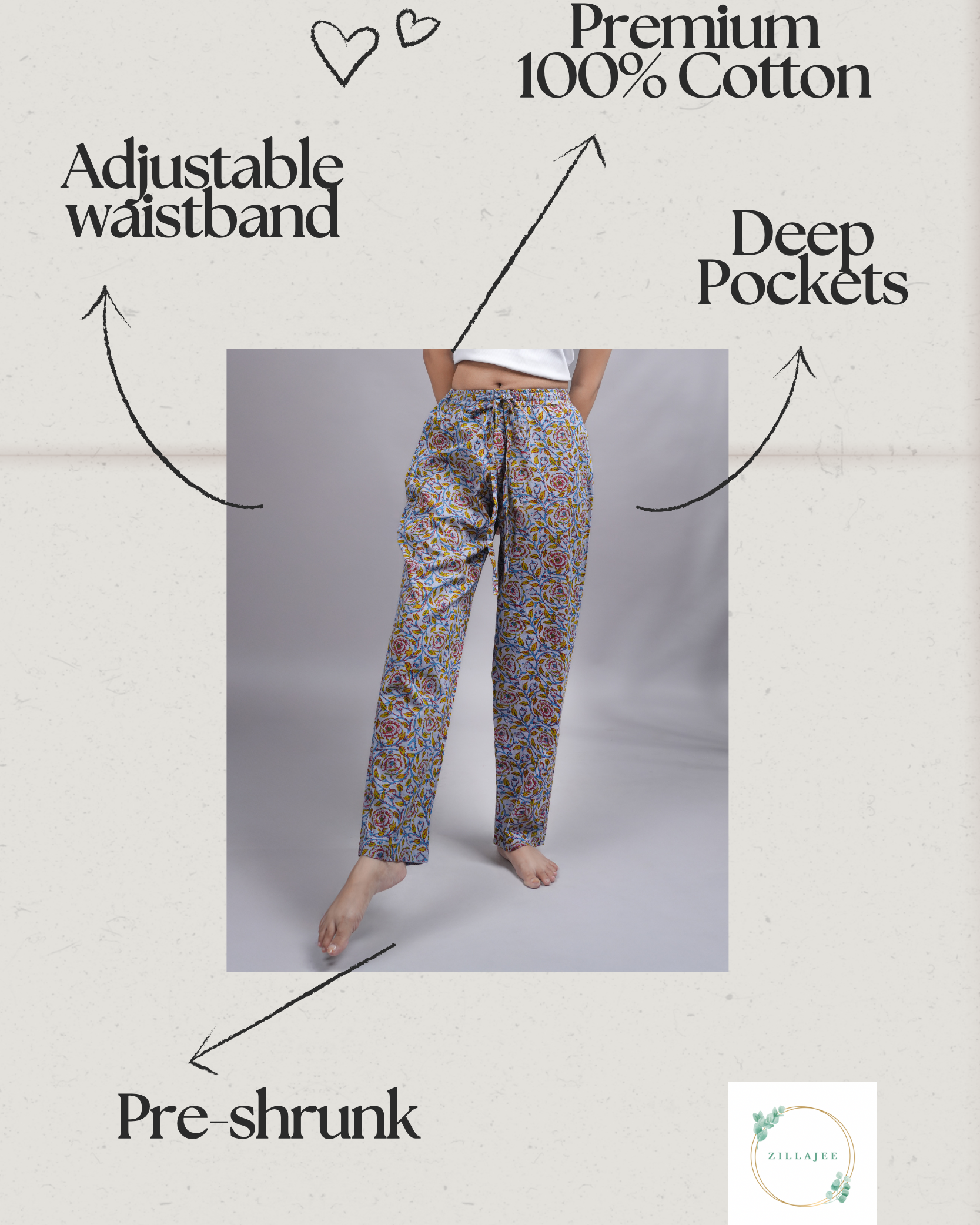 Cotton Pajama Pants Women - Dusty Rose