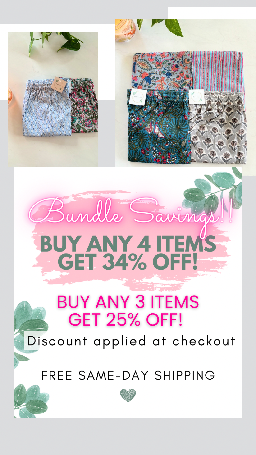 Set of 2 trendy cotton sleep pants for women, designed with modern floral prints, breathable cotton fabric, and pockets—ideal for a laid-back yet fashionable look.