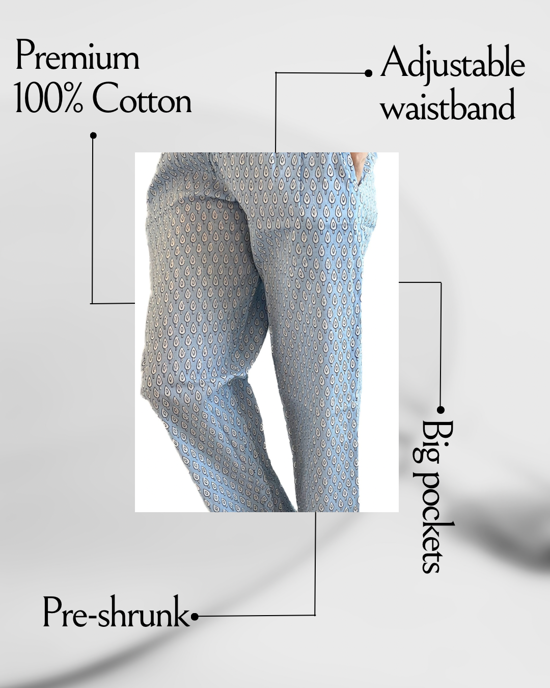 2-pack of breathable cotton lounge pants for women with a unique floral design, elastic waistband, and pockets—perfect for a casual, cozy look.