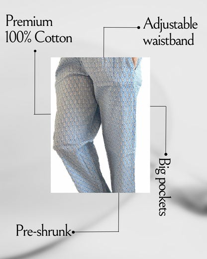 2-pack of breathable cotton lounge pants for women with a unique floral design, elastic waistband, and pockets—perfect for a casual, cozy look.